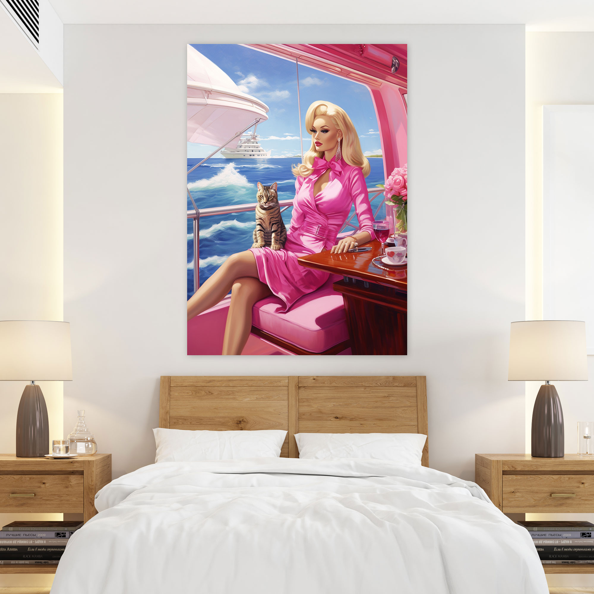 Barbie Ocean Bliss Canvas Print - Barbie, Ocean, Luxurious Yacht, Oil Painting