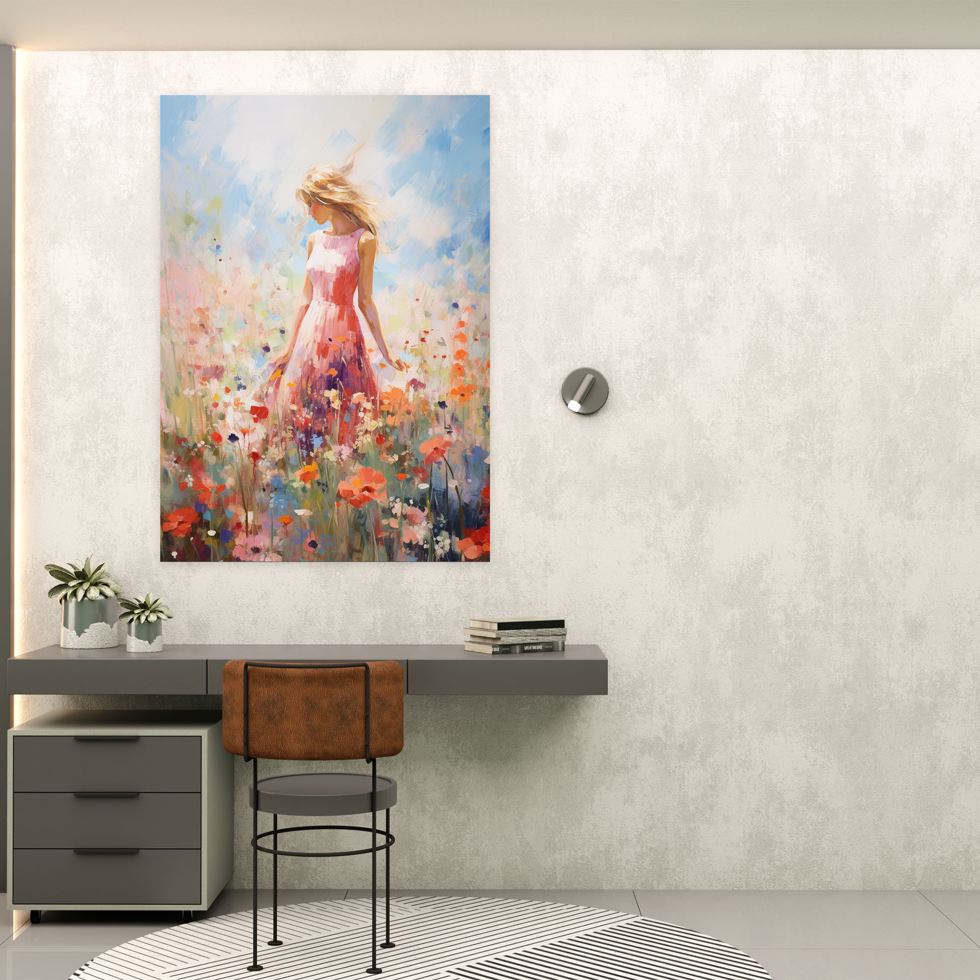 Barbie Blooming Flowers Canvas Print - Barbie, Canvas Wall Art, Impressionist Painting, Home Decoration