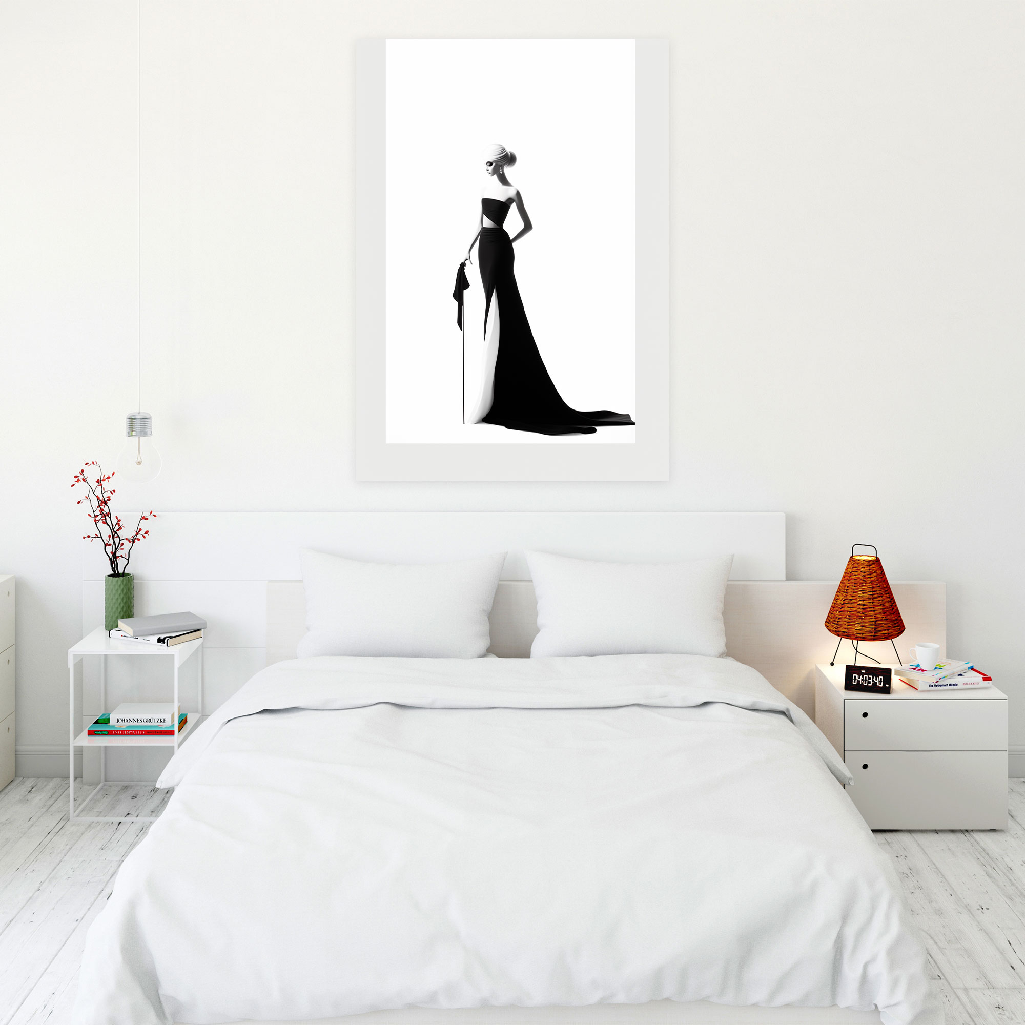 Barbie Canvas Print - Minimalist Black And White Illustration Wall Art - Barbie, Wall Art, Sophistication, Canvas Print