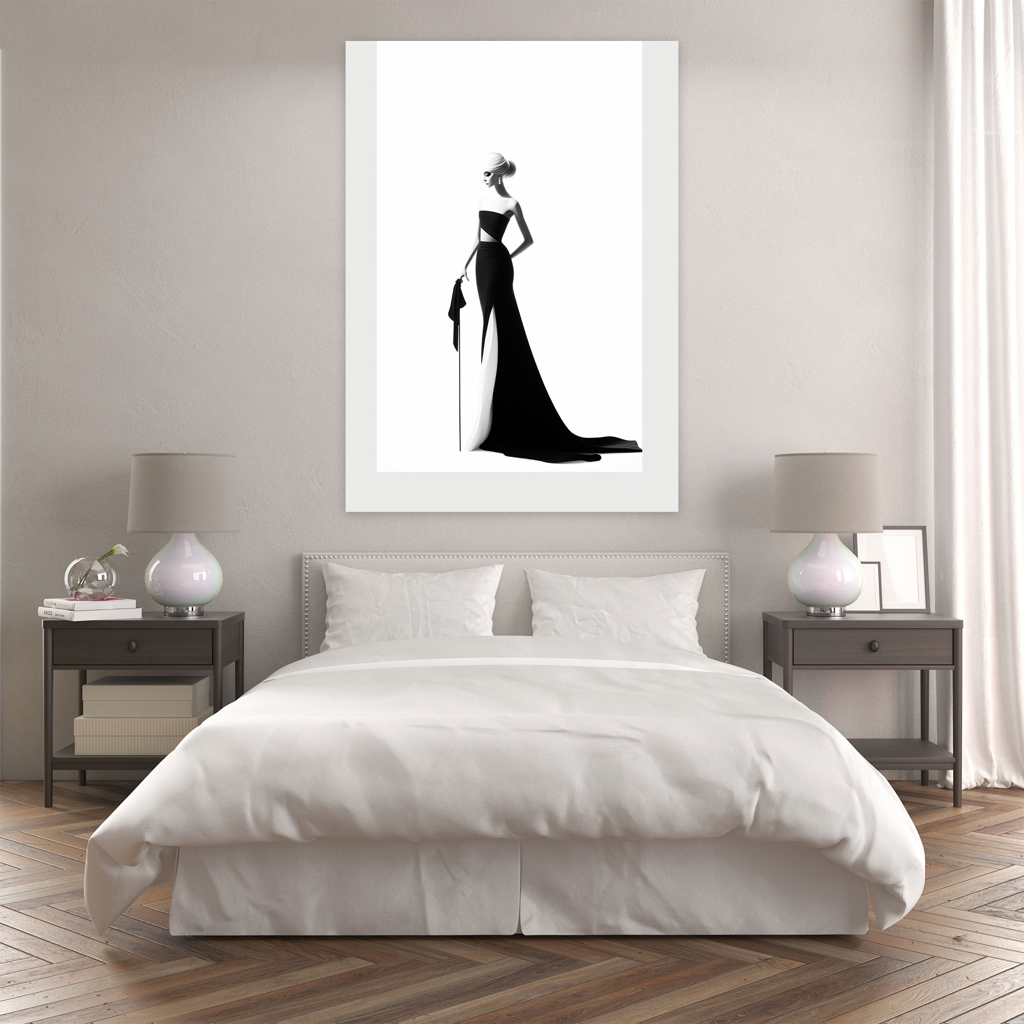 Barbie Canvas Print - Minimalist Black And White Illustration Wall Art - Barbie, Wall Art, Sophistication, Canvas Print