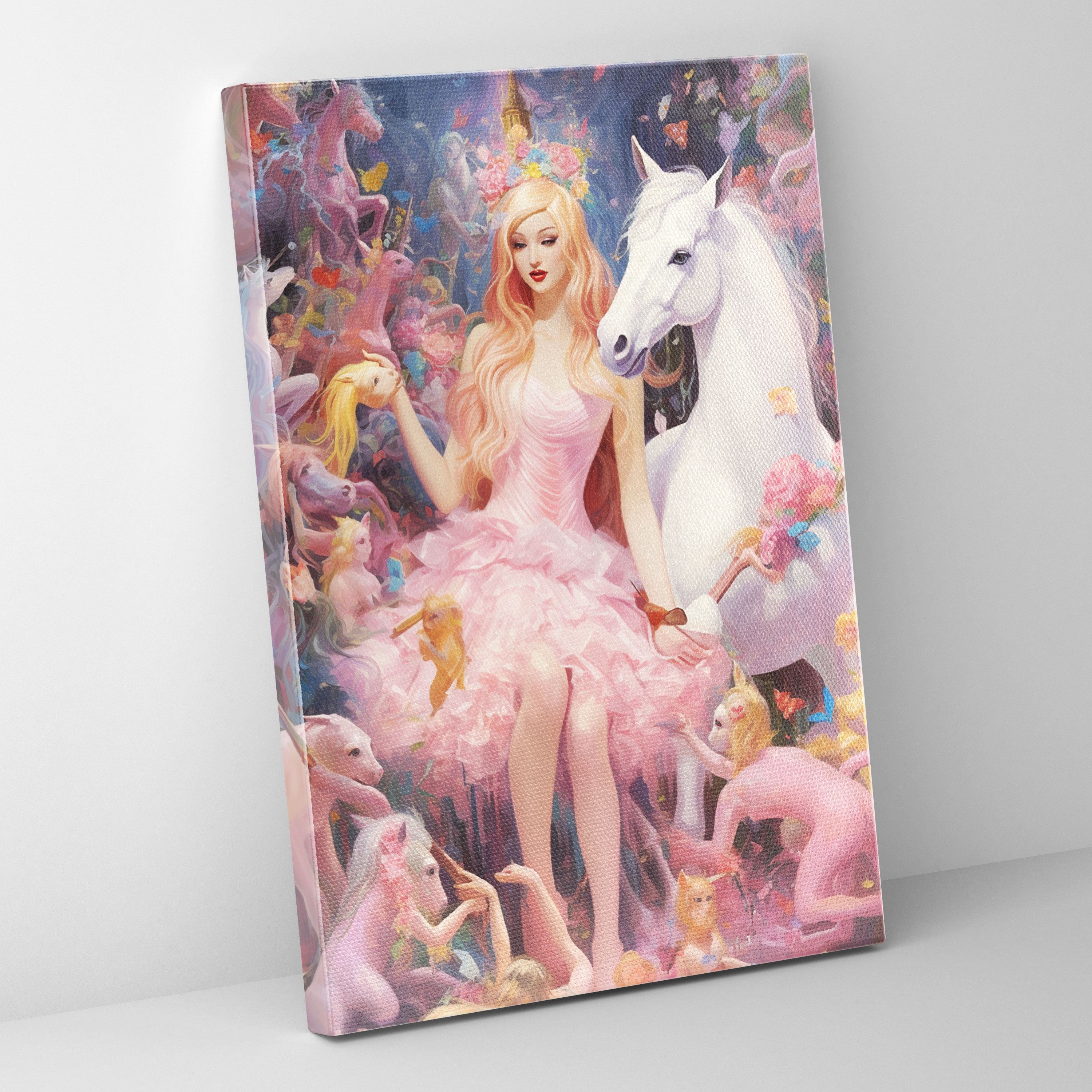 Barbie Canvas Print - Whimsical Fantasy Painting Wall Art - Barbie, Canvas Wall Art, Canvas, Whimsical Fantasy Painting