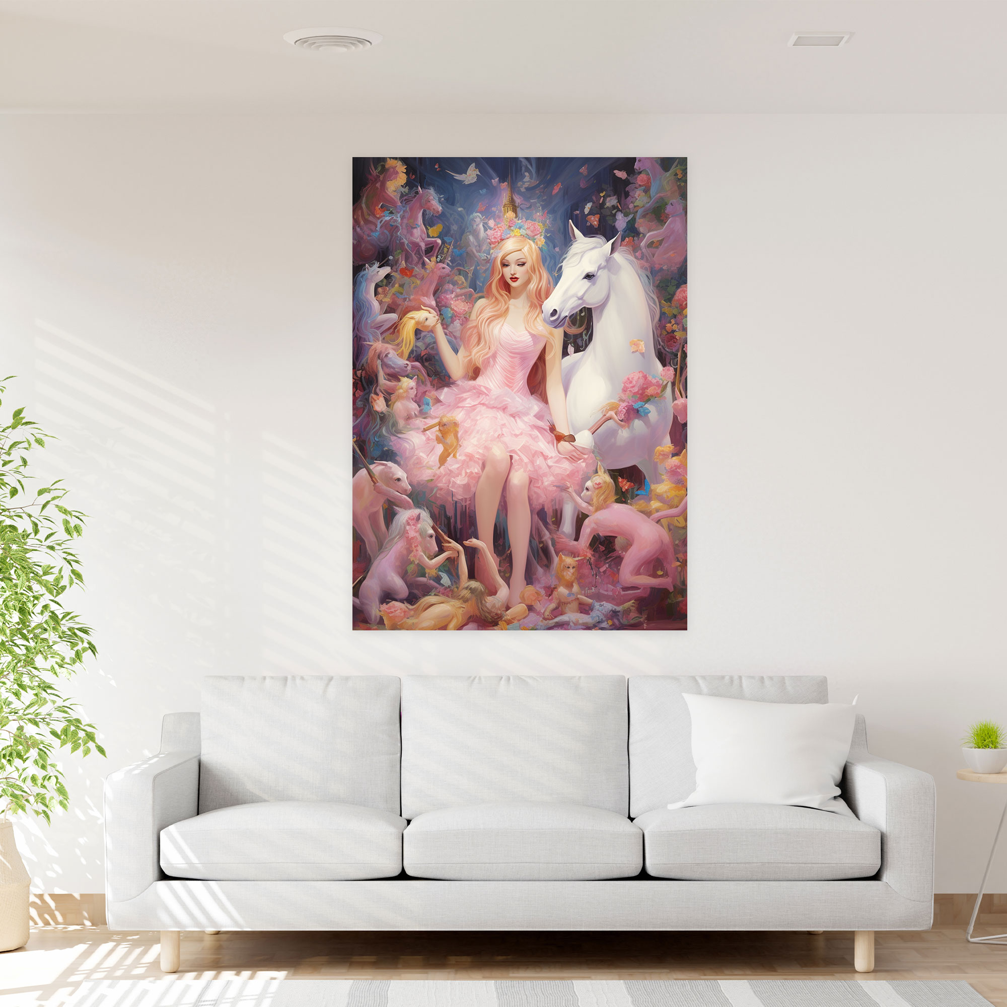 Barbie Canvas Print - Whimsical Fantasy Painting Wall Art - Barbie, Canvas Wall Art, Canvas, Whimsical Fantasy Painting