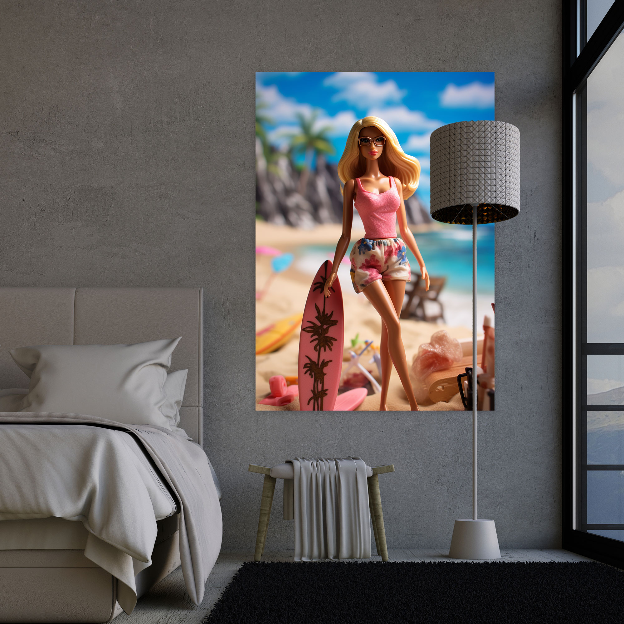 Beach Vacation Barbie Canvas Print - Barbie, Sun, Sand, Surf, Canvas Wall Art, Beach Vacation