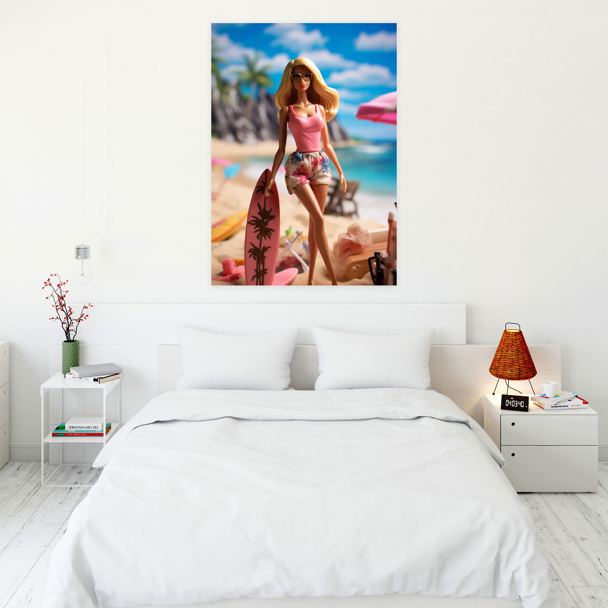 Beach Vacation Barbie Canvas Print - Barbie, Sun, Sand, Surf, Canvas Wall Art, Beach Vacation