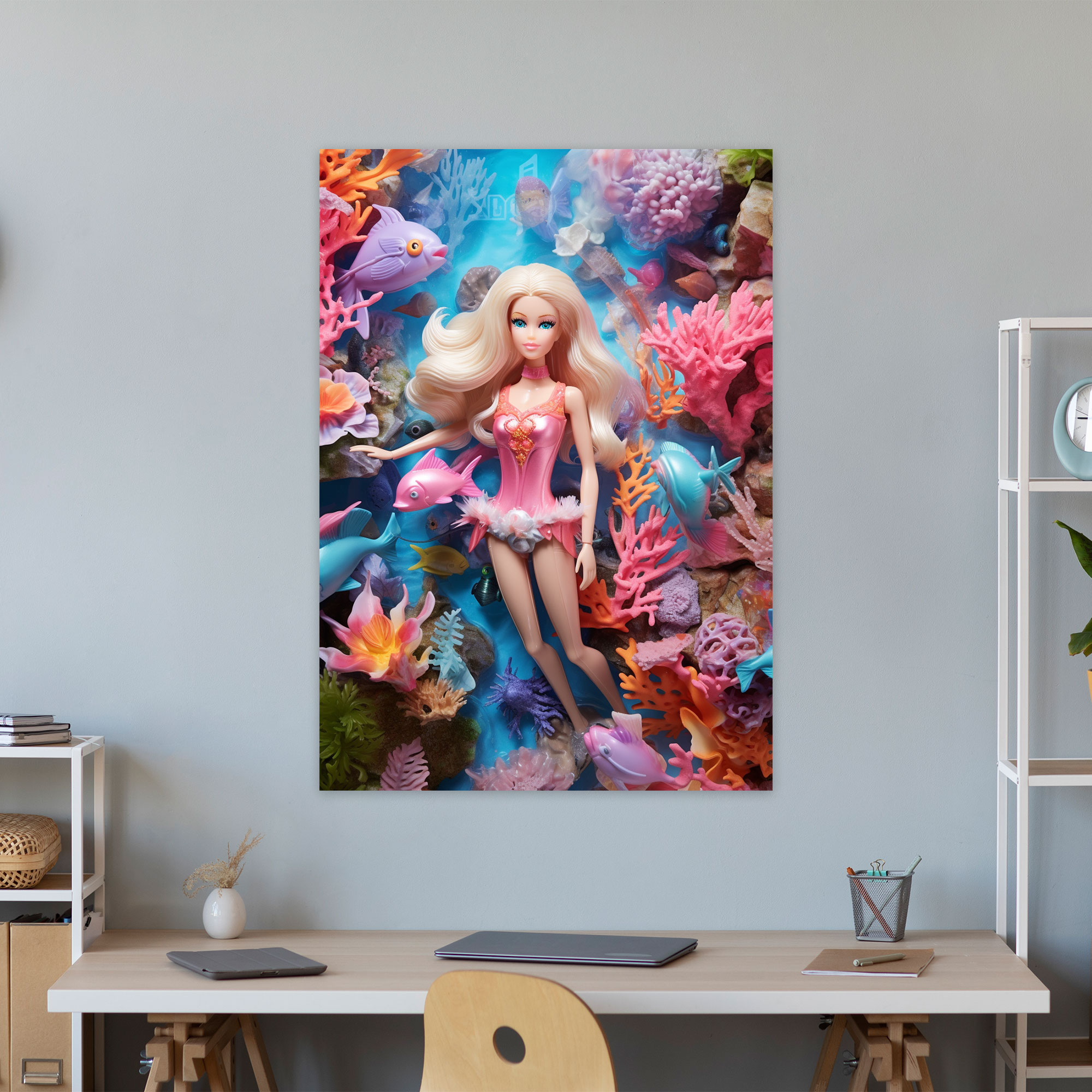 Underwater Adventure Barbie Canvas Print - Barbie, Underwater Adventure, Wall Decoration, Exotic Sea Creatures