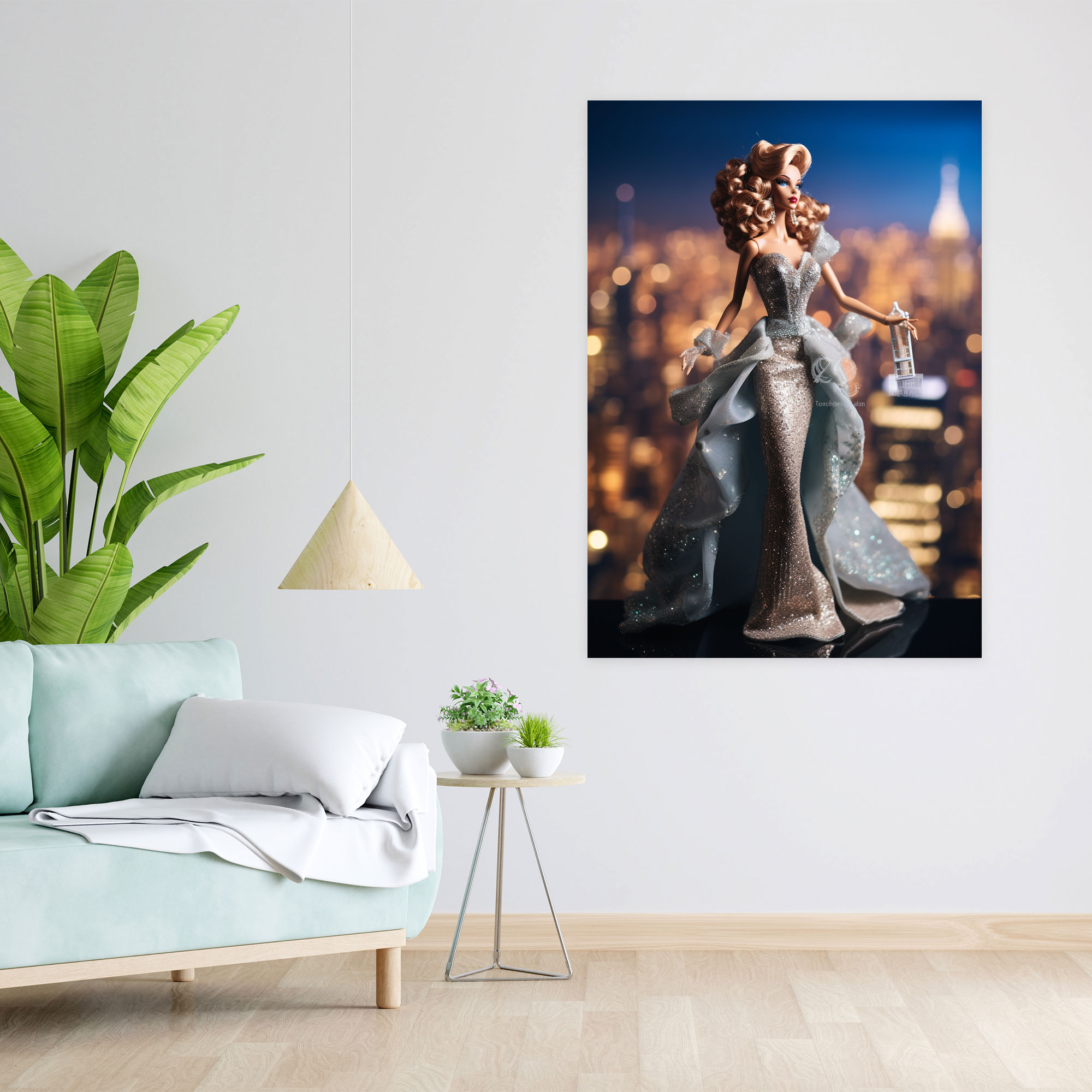Glamorous Barbie Canvas Print - Barbie, City Lights, Evening Gown, Canvas Wall Art