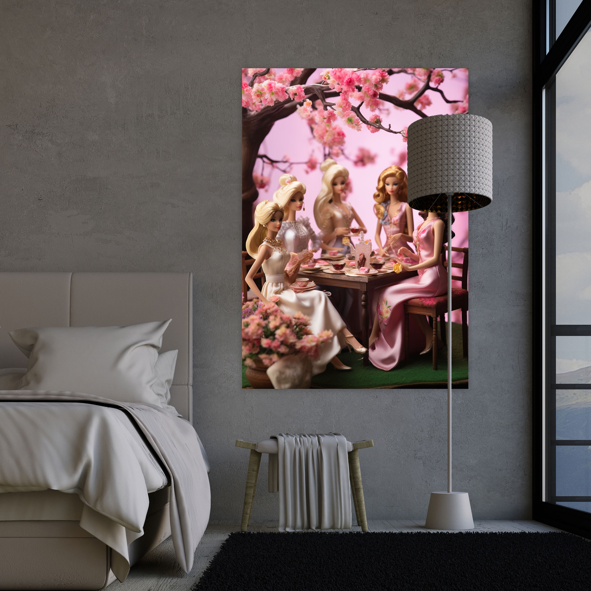 Barbie Tea Party Canvas Print - Barbie, Cherry Blossom Tree, Barbie, Elegance