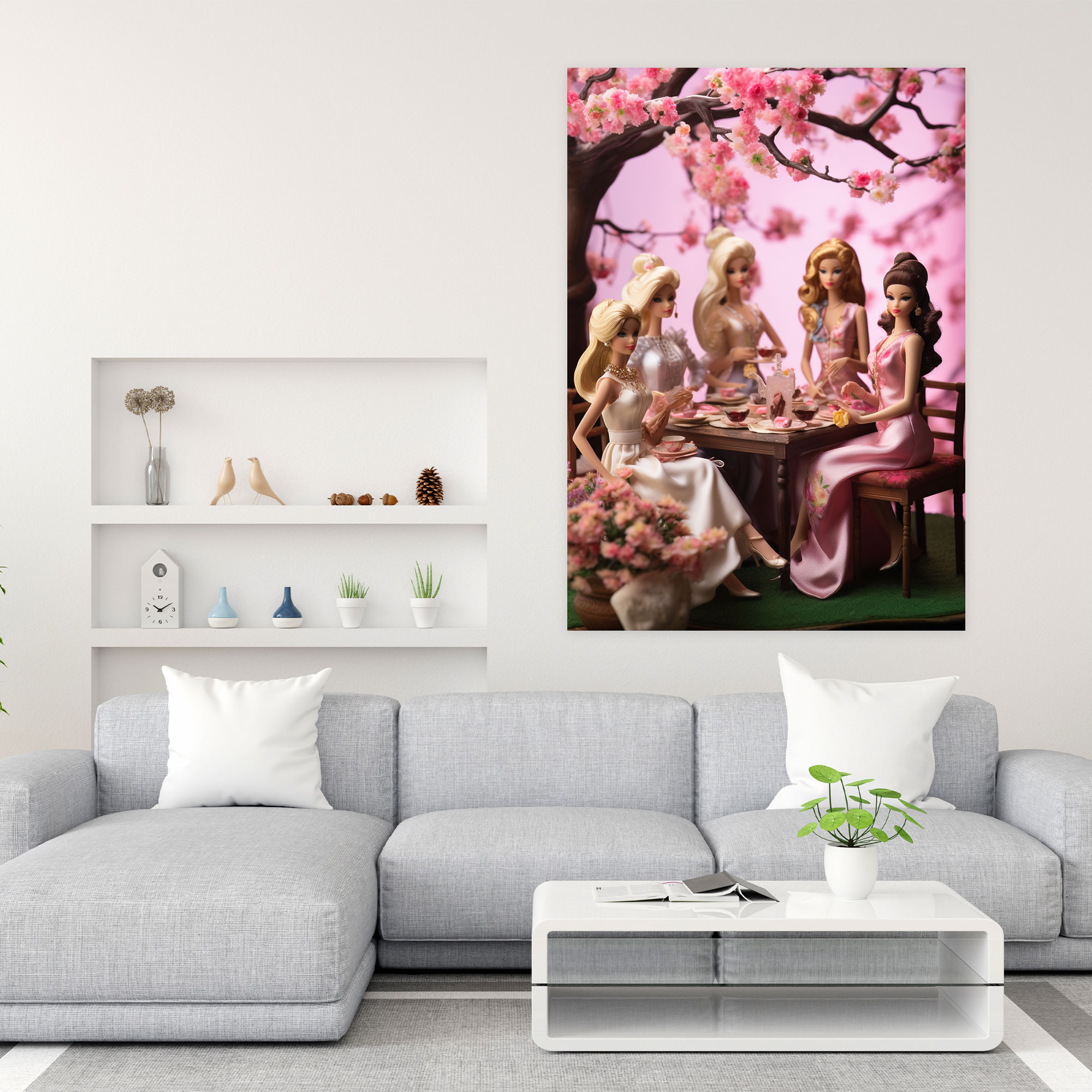 Barbie Tea Party Canvas Print - Barbie, Cherry Blossom Tree, Barbie, Elegance