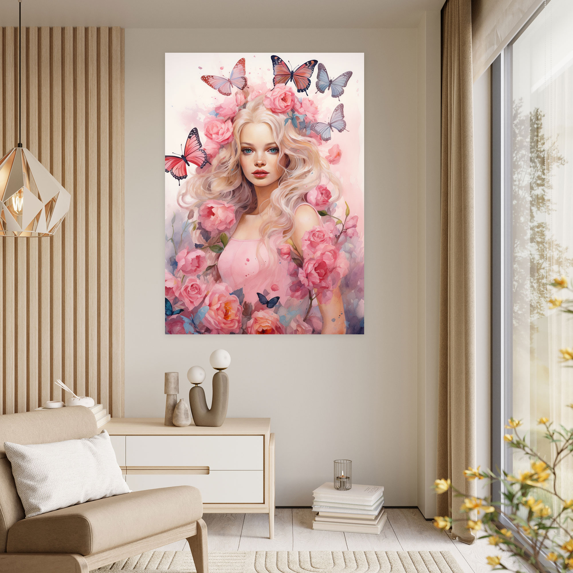 Barbie Canvas Print - Enchanting Garden - Barbie, Watercolor, Barbie, Wall Decoration