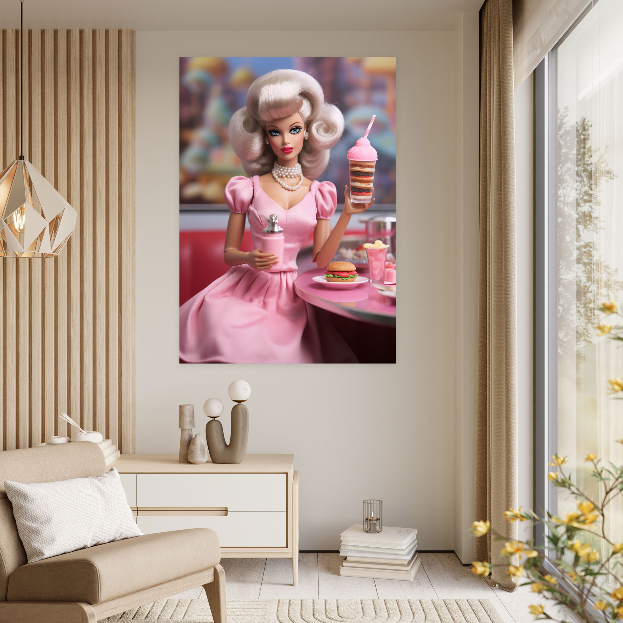 Barbie Canvas Print - Retro Diner Delight - Barbie, Home Decoration, Wall Decoration, Canvas Wall Art