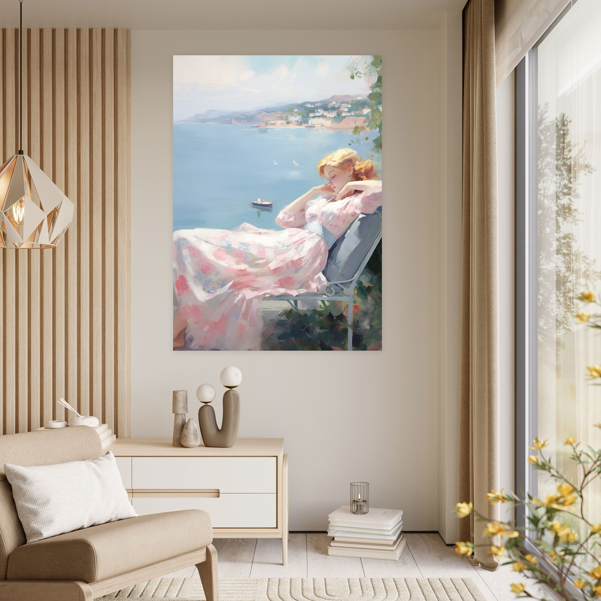 Barbie Canvas Print - Seaside Serenity - Barbie, Canvas Wall Art, Impressionist, Canvas Print