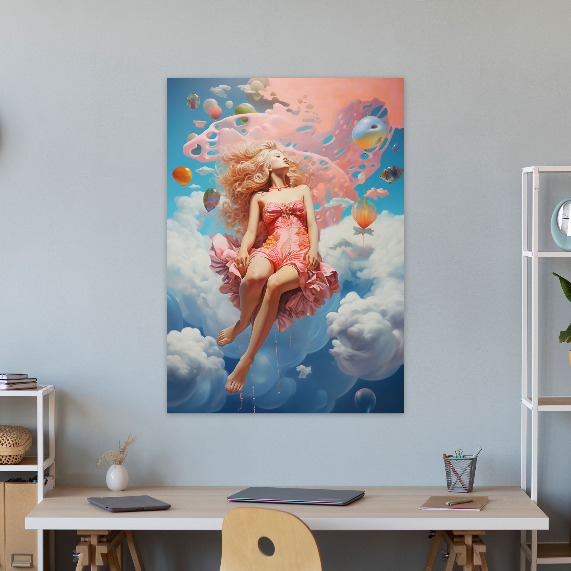 Barbie Canvas Print - Sky's Dream - Barbie, Surreal, Vibrant Colors, Canvas Wall Art