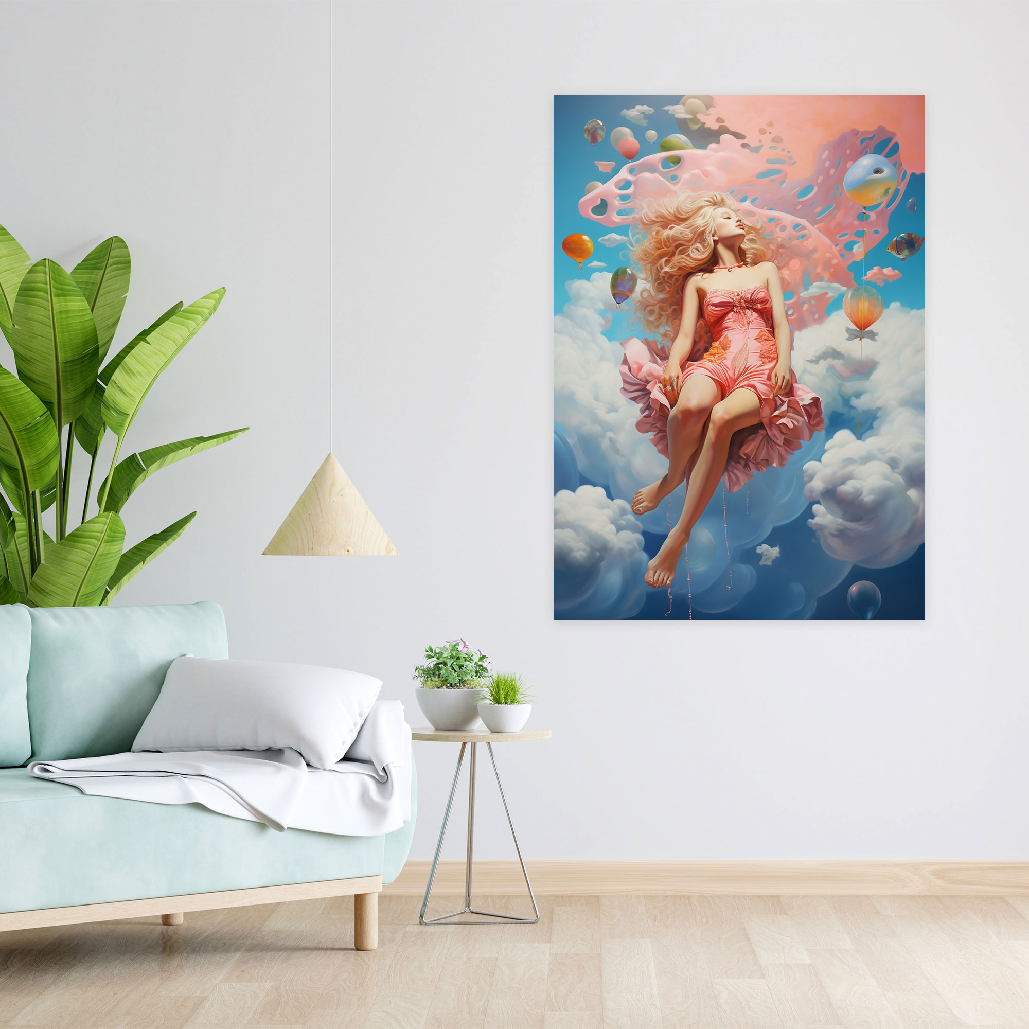 Barbie Canvas Print - Sky's Dream - Barbie, Surreal, Vibrant Colors, Canvas Wall Art