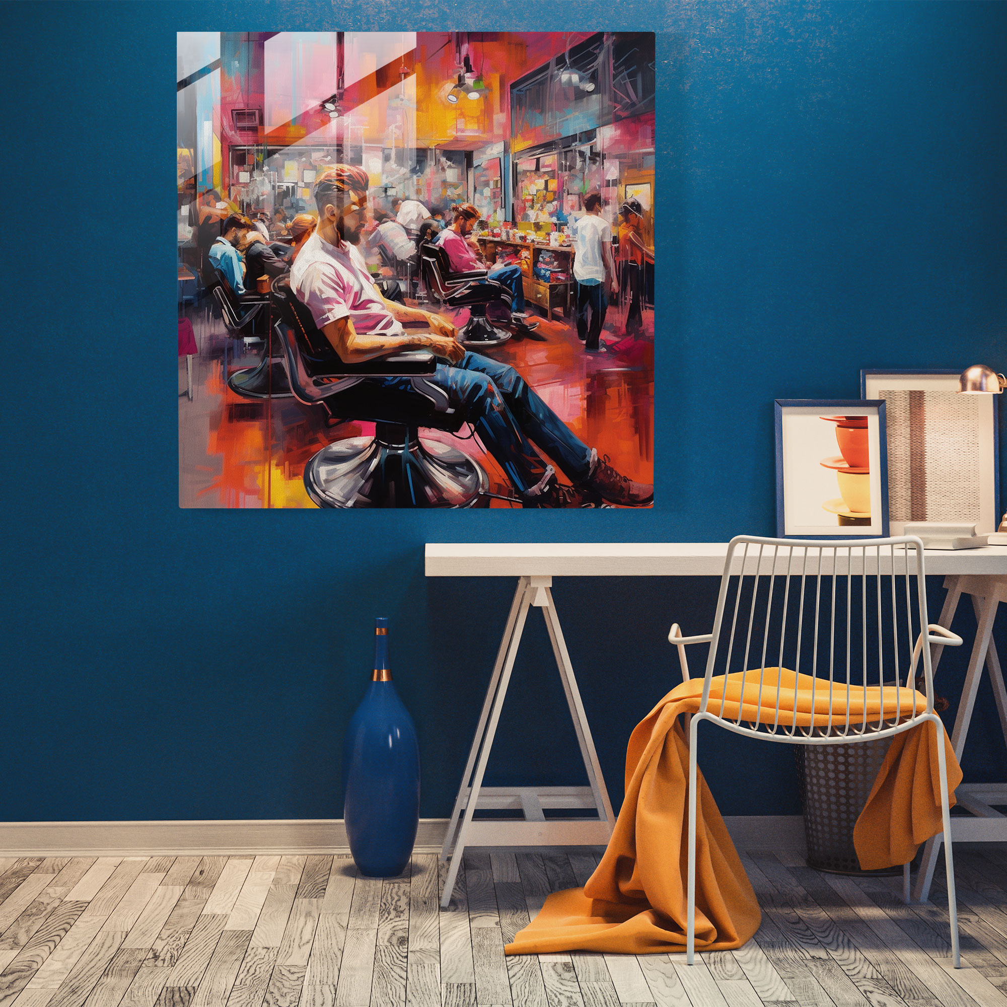 Vibrant Barber Glass Print - Barber, Glass Wall Art, Home Decoration, Glass Print
