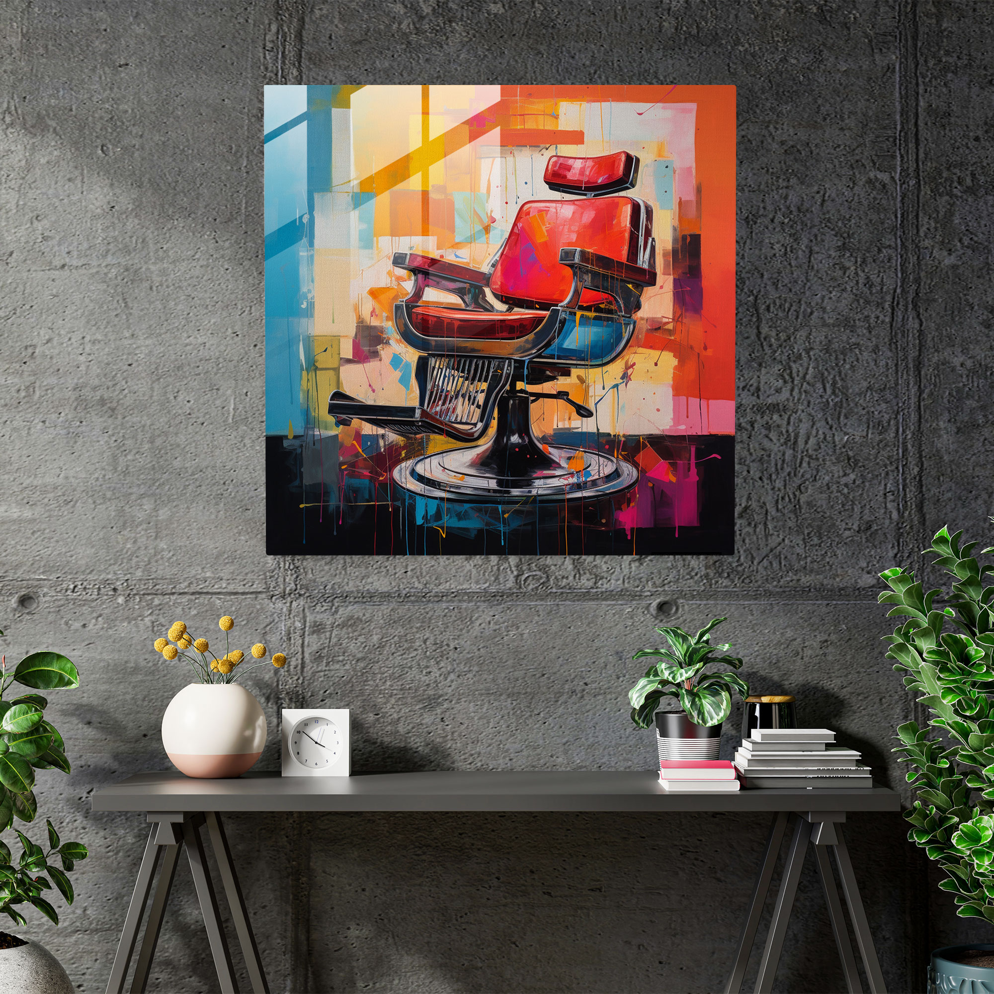 Barber Abstract Glass Print - Barber, Glass Art, Glass Print, Abstract Painting