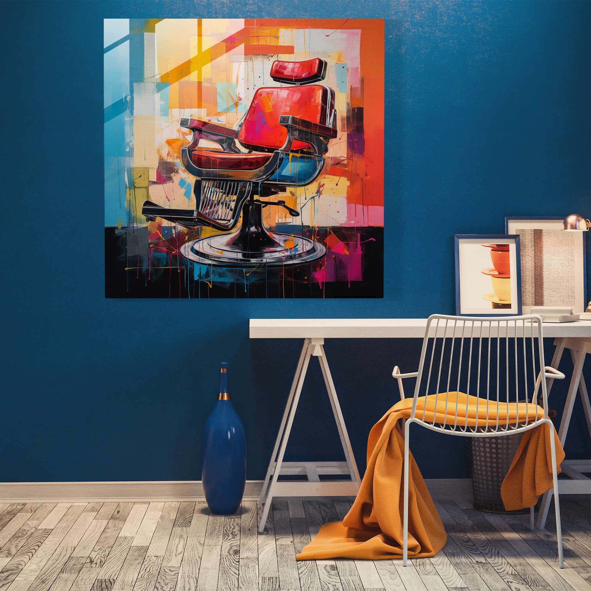Barber Abstract Glass Print - Barber, Glass Art, Glass Print, Abstract Painting