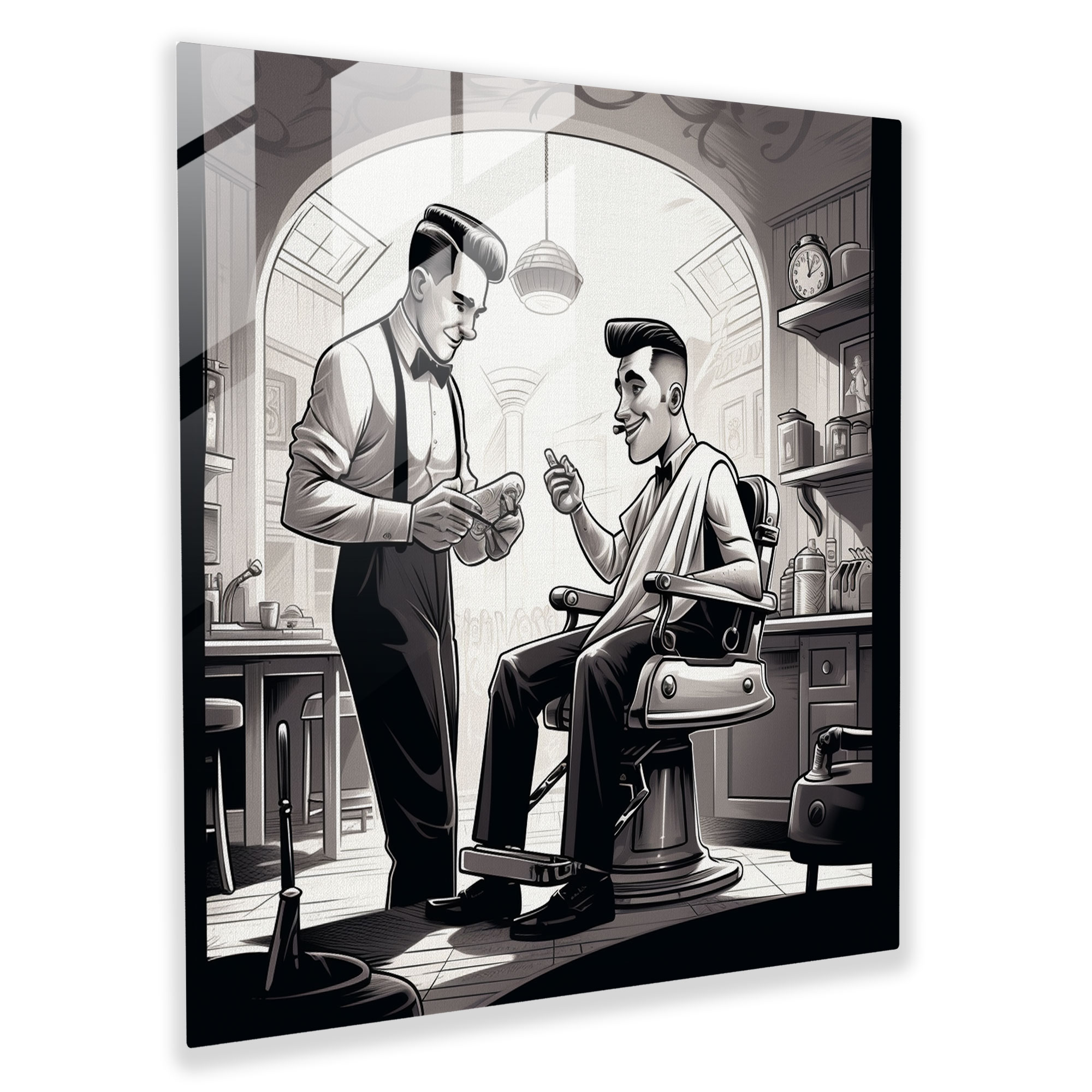 Barber's Retro Cut - Glass Print - Barber, Barber, Retro Style, Home Decoration