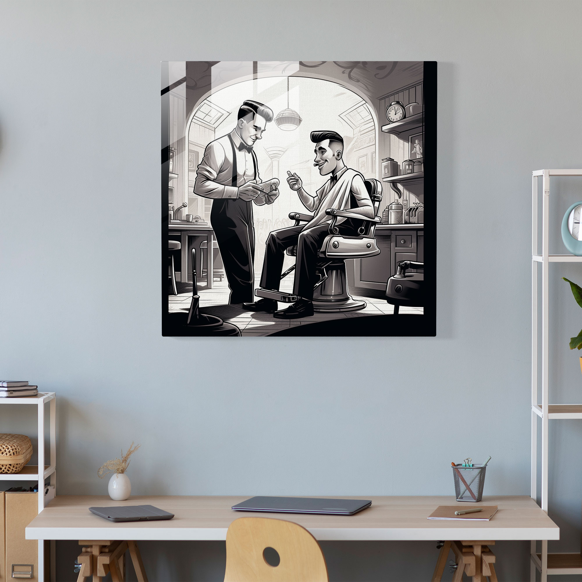 Barber's Retro Cut - Glass Print - Barber, Barber, Retro Style, Home Decoration