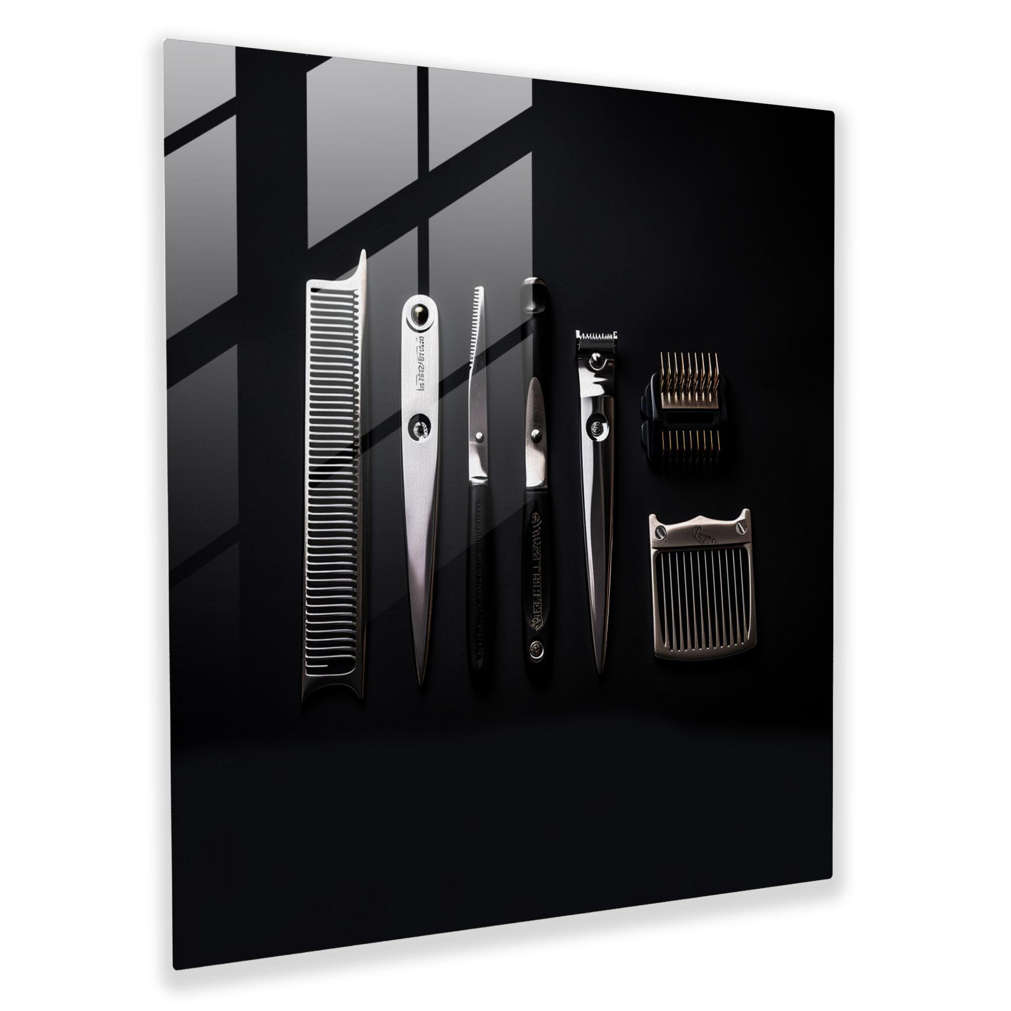 Barber's Essentials - Glass Print - Barber, Home Decoration, Modern Art, Barber