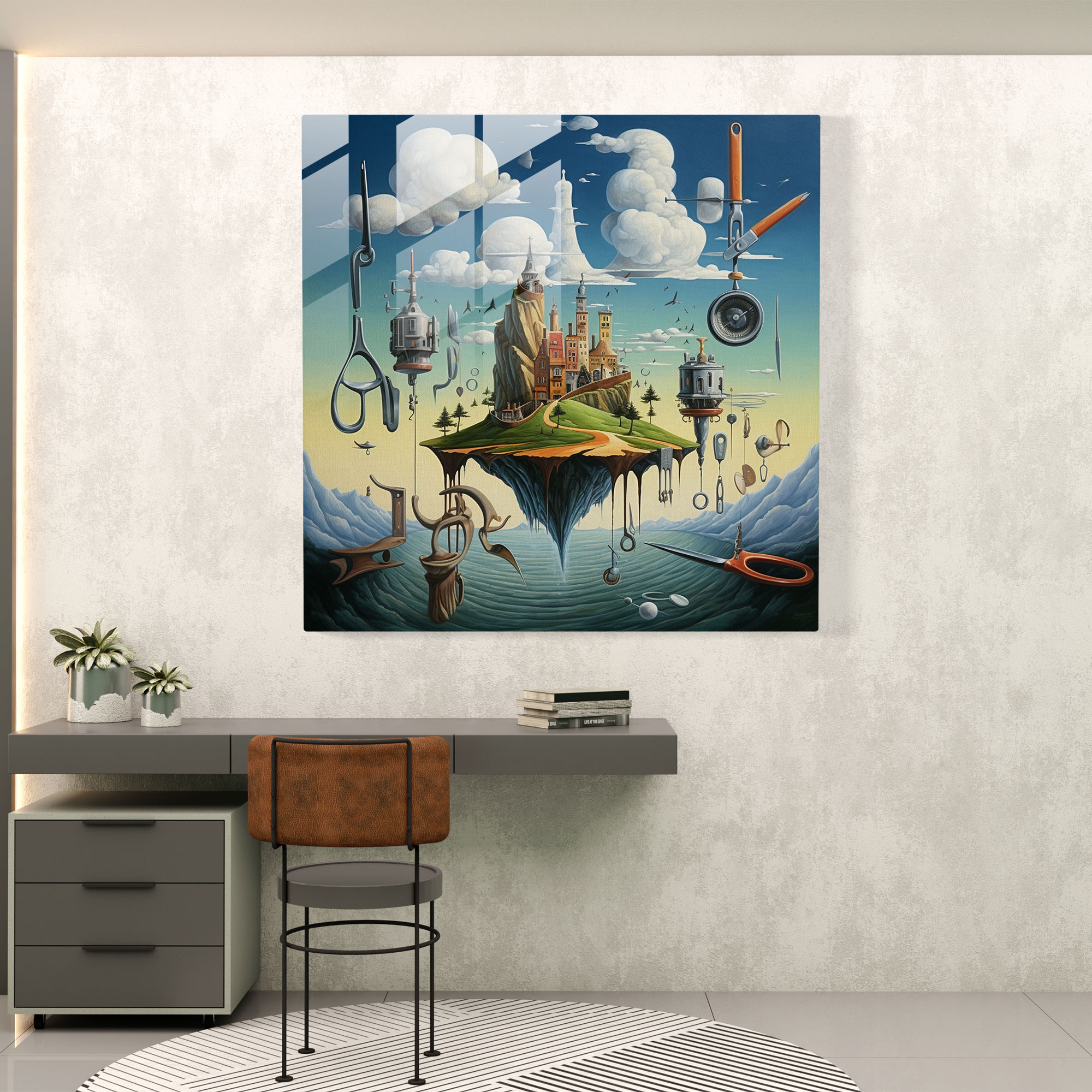 Barber's Dreamscape - Glass Print - Barber, Intrigue, Dreamlike, Whimsy