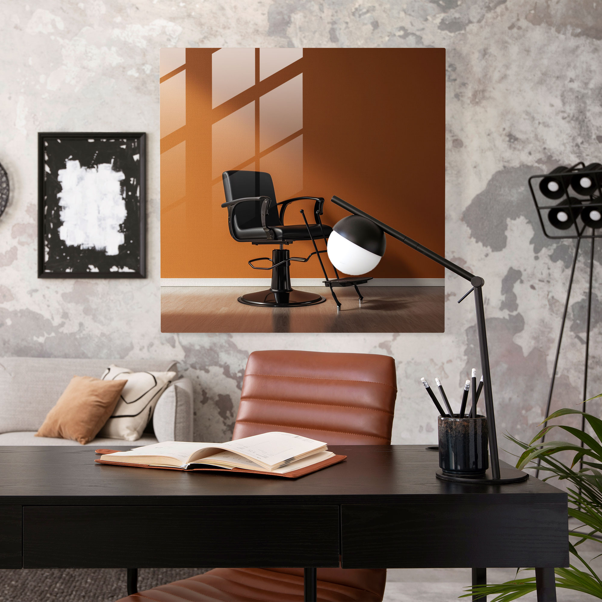 Barber Cam Tablo - Minimalist Siluet - Berber Cam Sanatı Duvar Dekorasyonu Cam Tablo