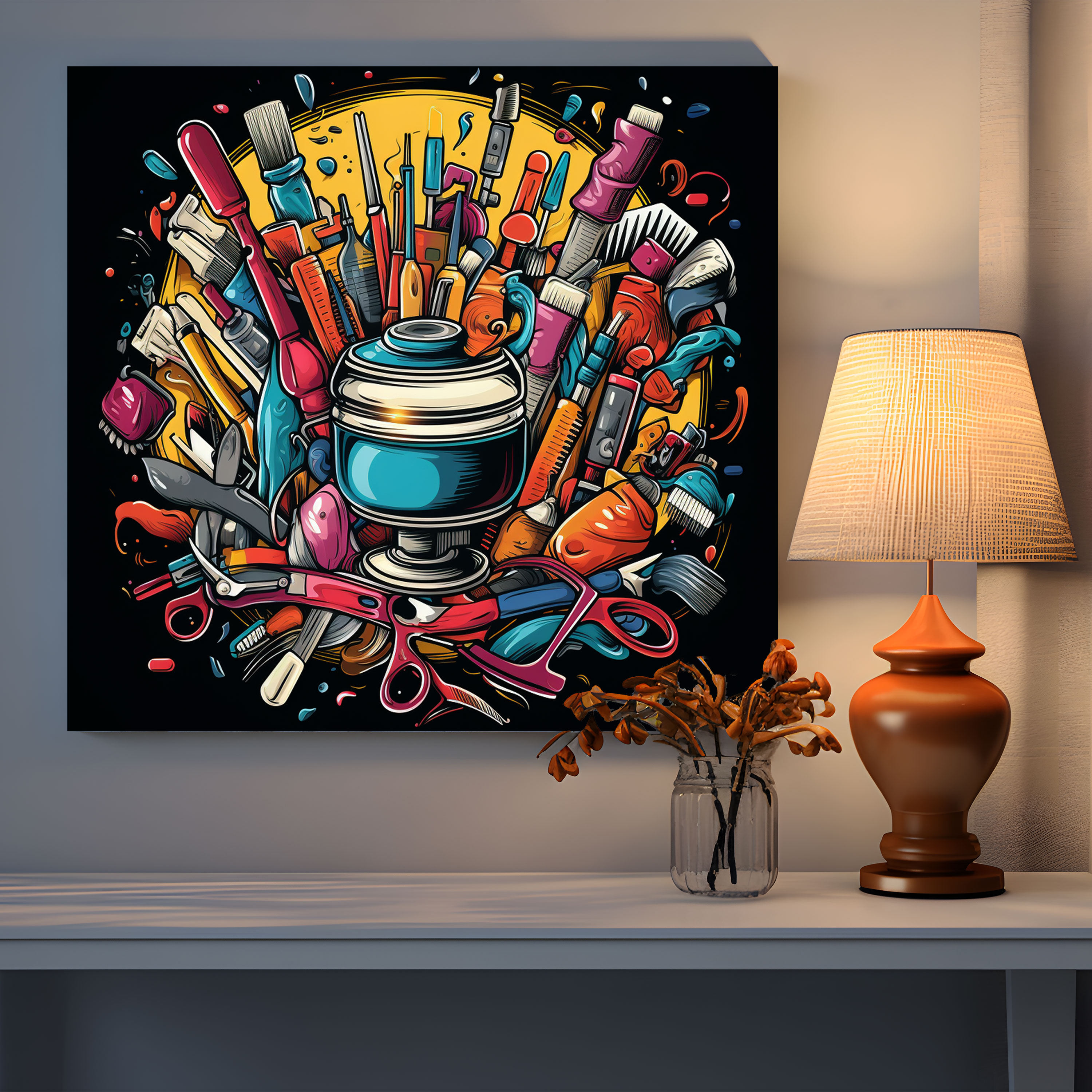 Barber Tools Canvas Print - Barber, Canvas, Barber Tools, Wall Decoration