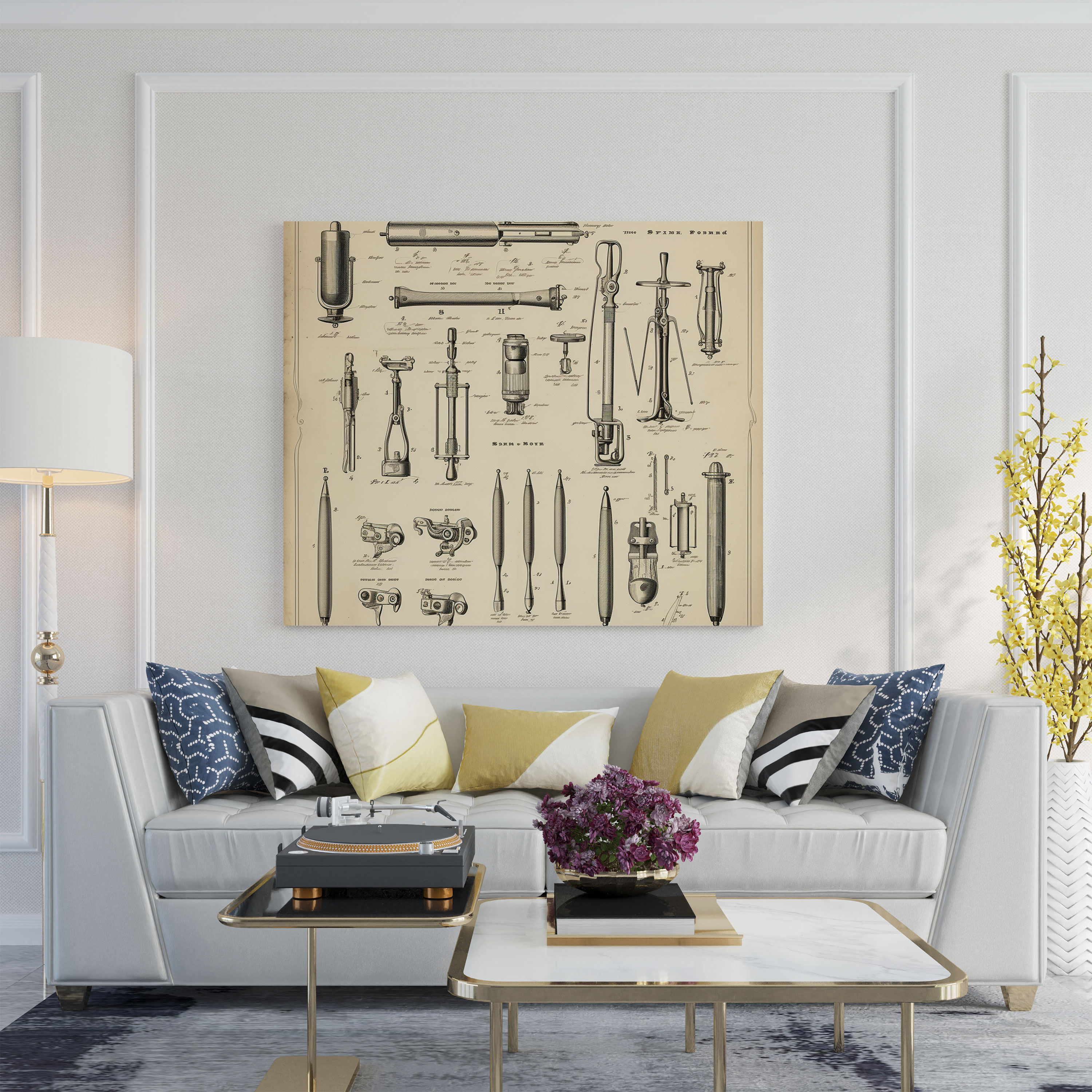 Barber Tools Vintage Patent Canvas Print - Barber, Wall Art, Retro, Barber Tools