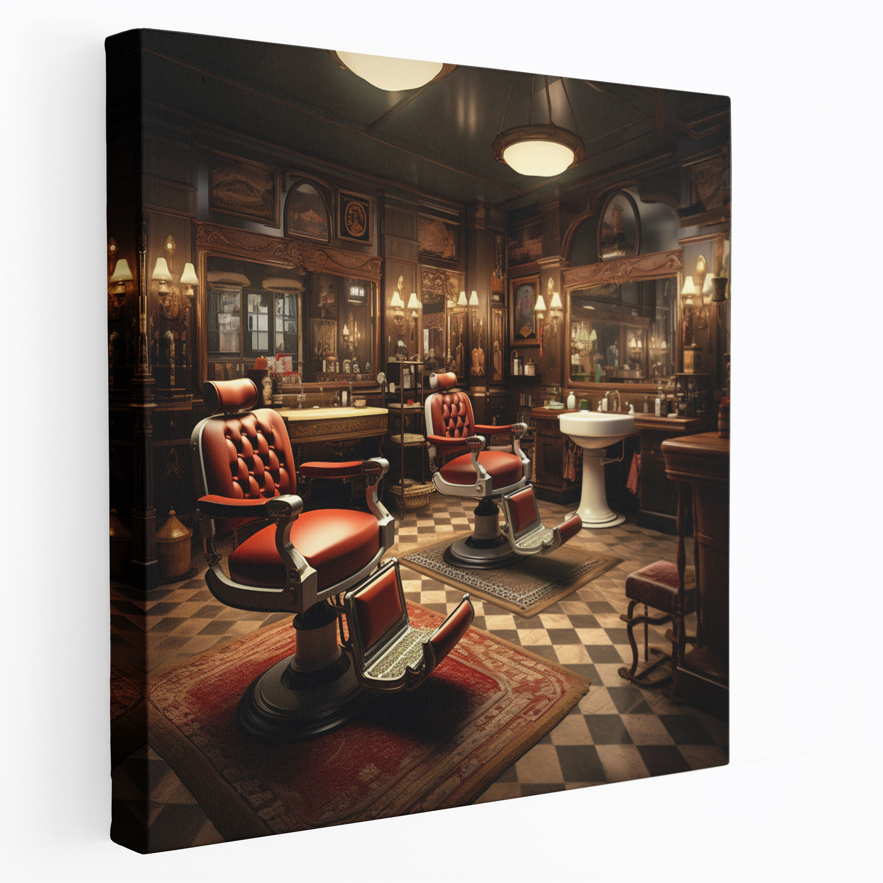 Barber Shop Interior Canvas Print - Barber, Wall Decoration, Canvas Wall Art, Barber