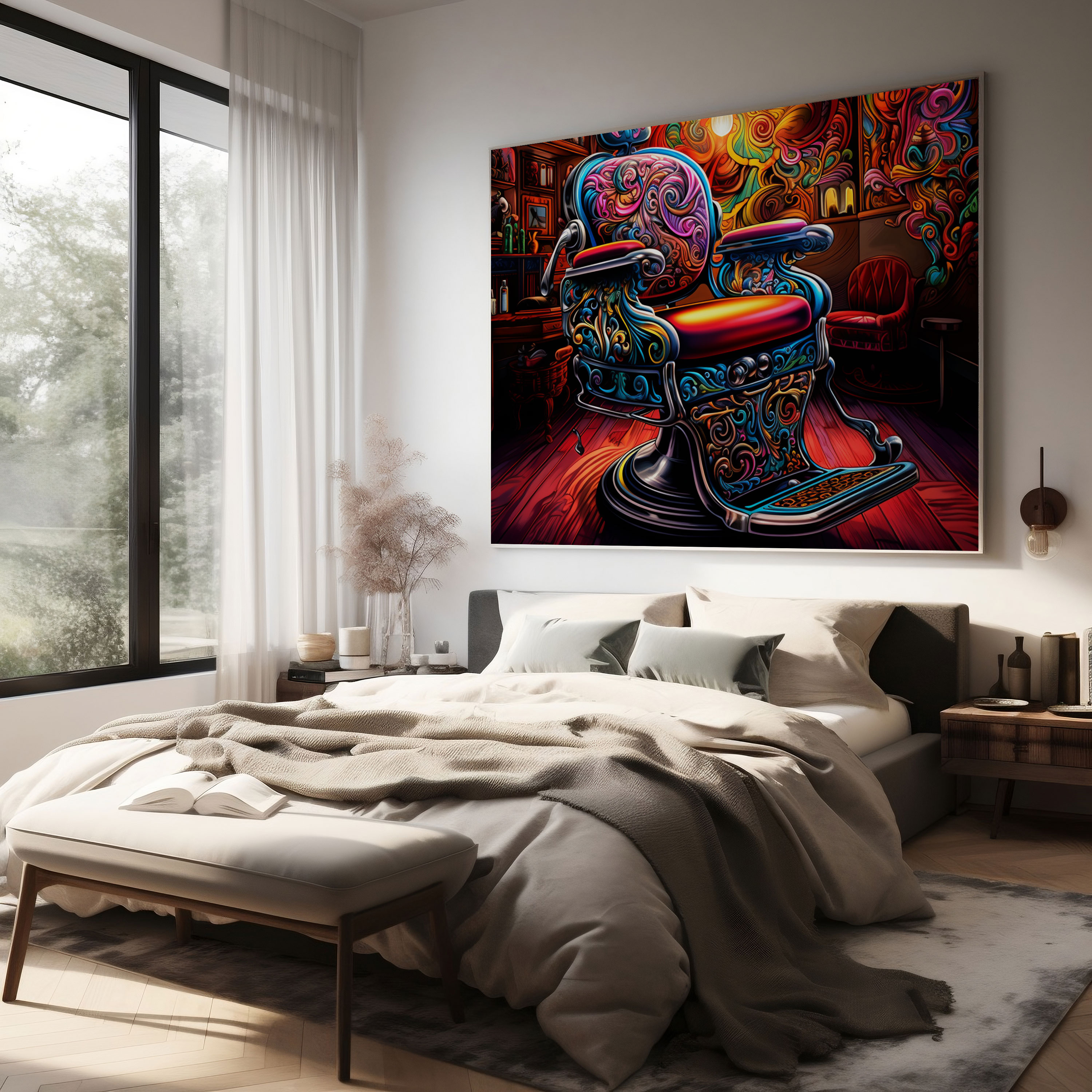 Luxury Barber Chair Canvas Print - Barber, Wall Art, Wall Decoration, Canvas Wall Art