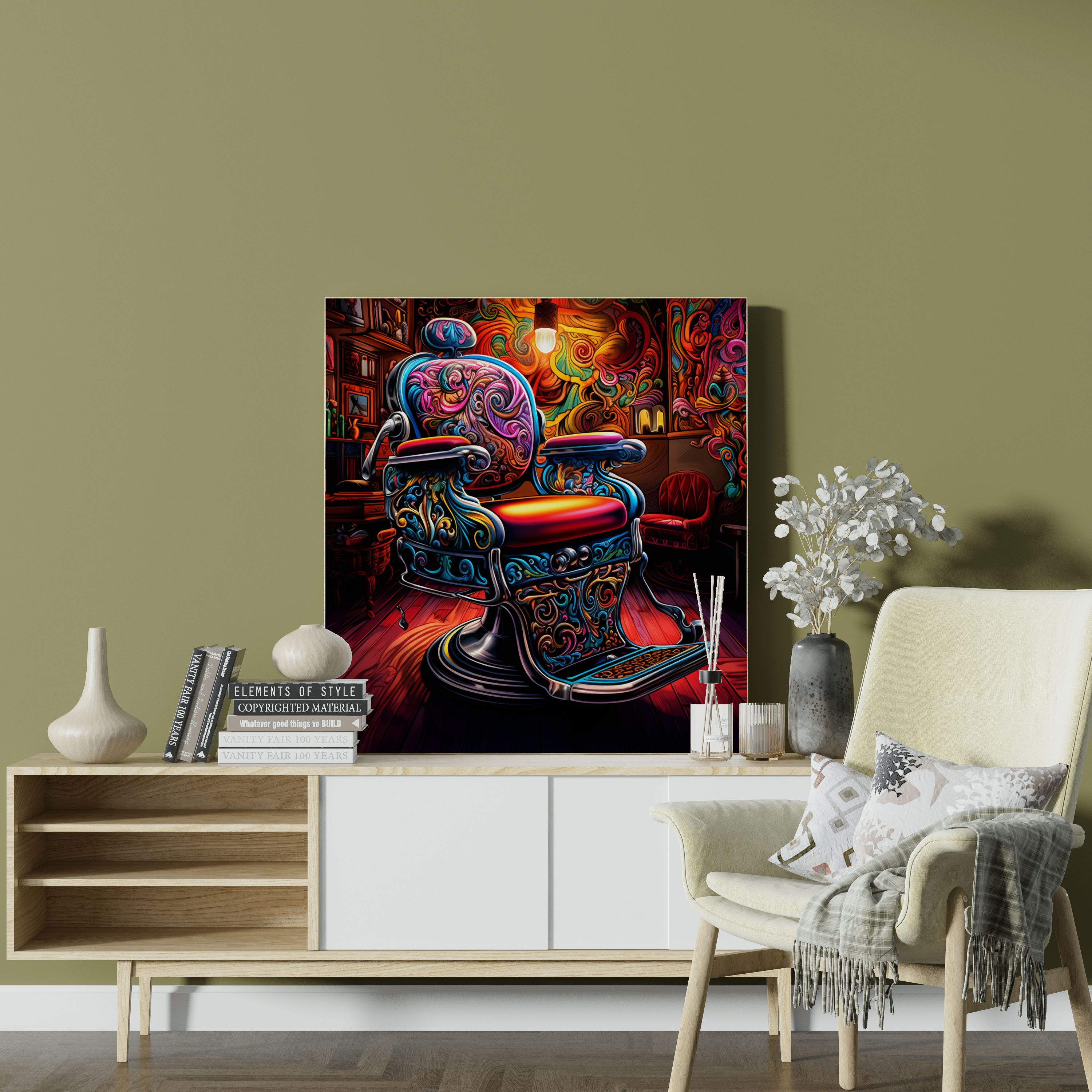 Luxury Barber Chair Canvas Print - Barber, Wall Art, Wall Decoration, Canvas Wall Art