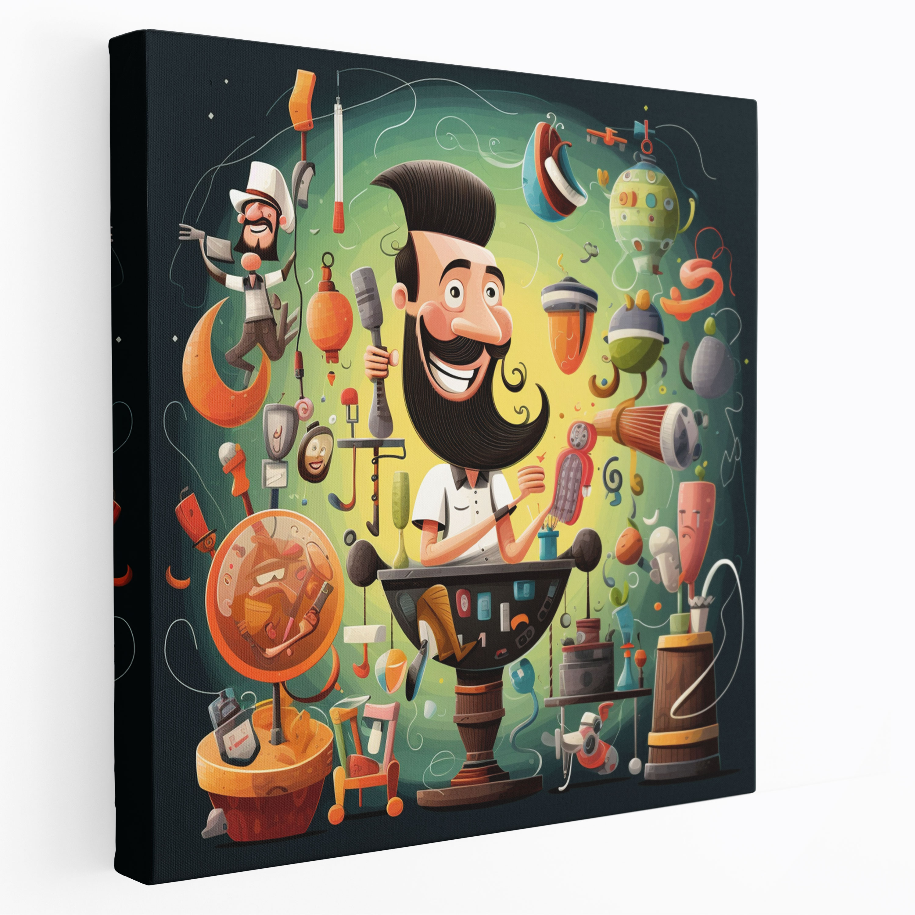 Cartoon Barber Canvas Print - Barber, Wall Decoration, Canvas Wall Art, Cartoon Barber Canvas Print