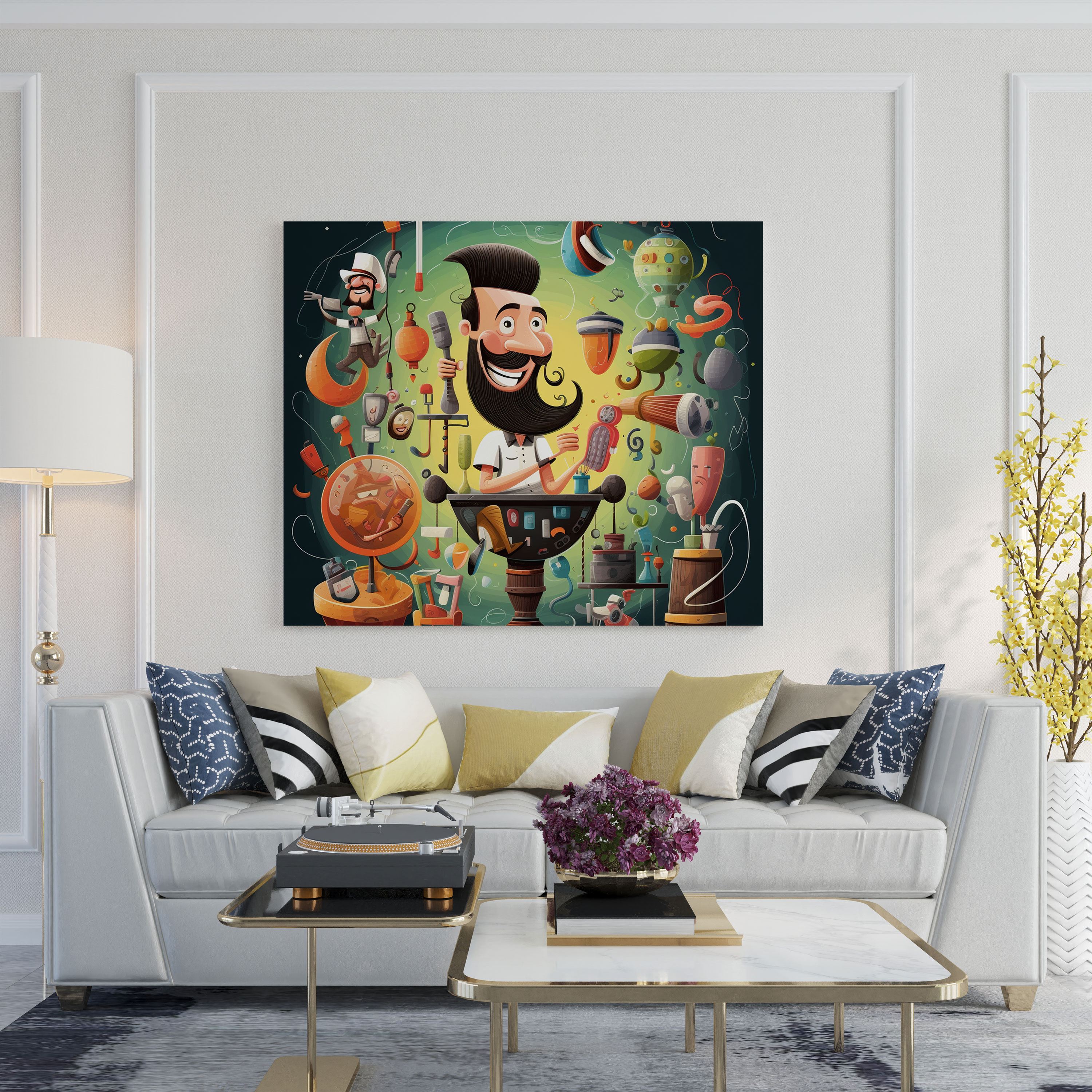Cartoon Barber Canvas Print - Barber, Wall Decoration, Canvas Wall Art, Cartoon Barber Canvas Print