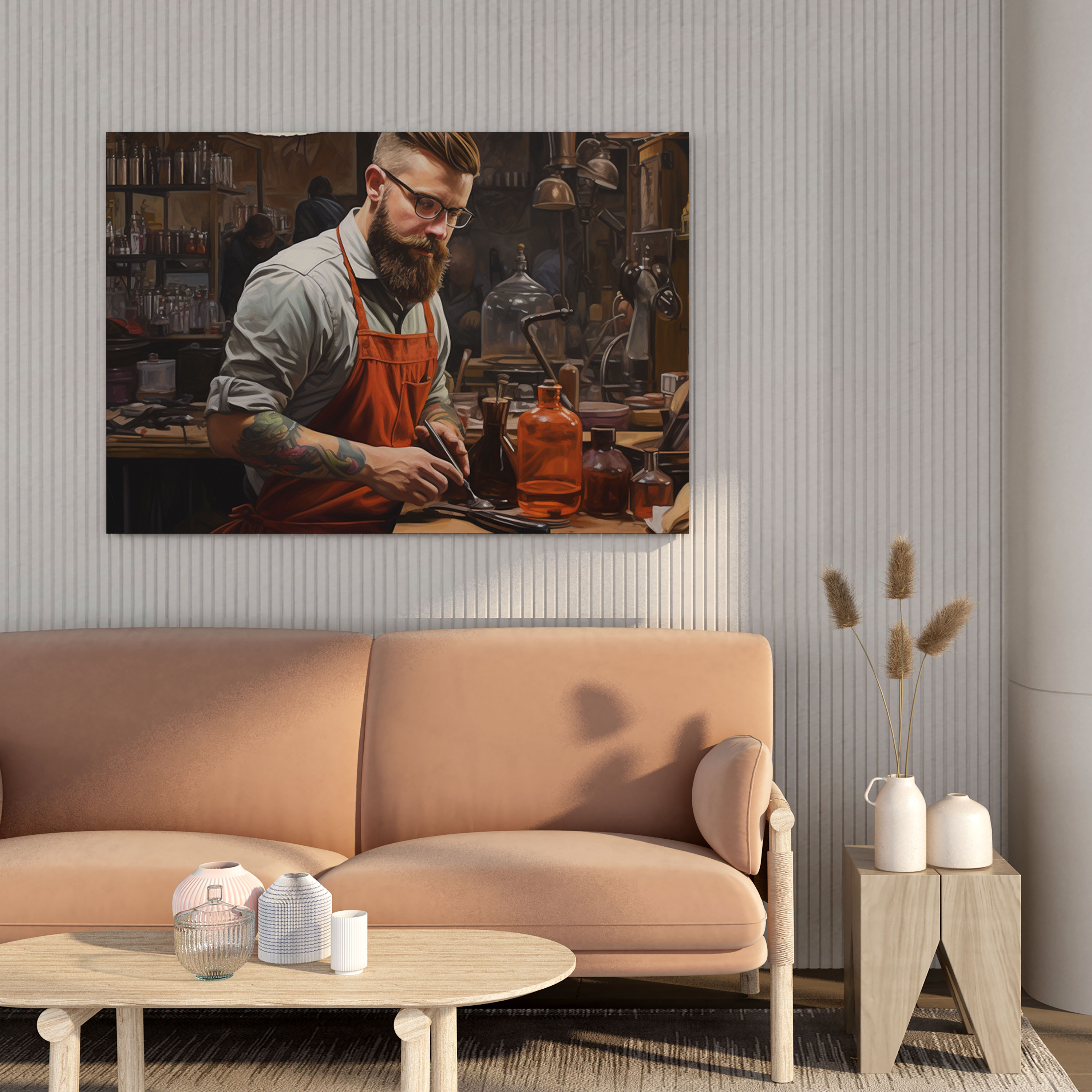 Realistic Barber Oil Painting Canvas Print - Barber, Barber, Wall Art, Canvas Wall Art