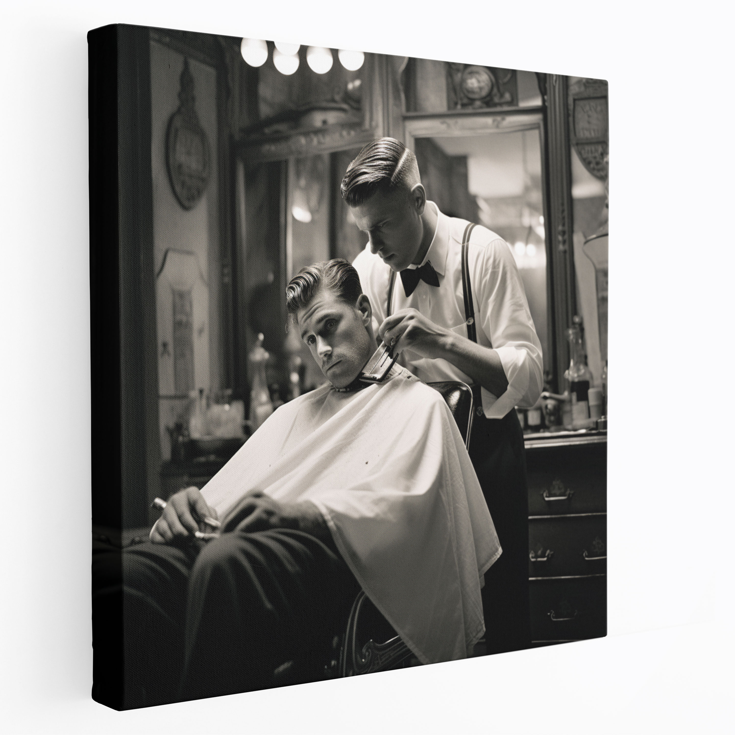 Barber Classic Black And White Canvas Print - Barber, Wall Decoration, Wall Art, Timeless Elegance