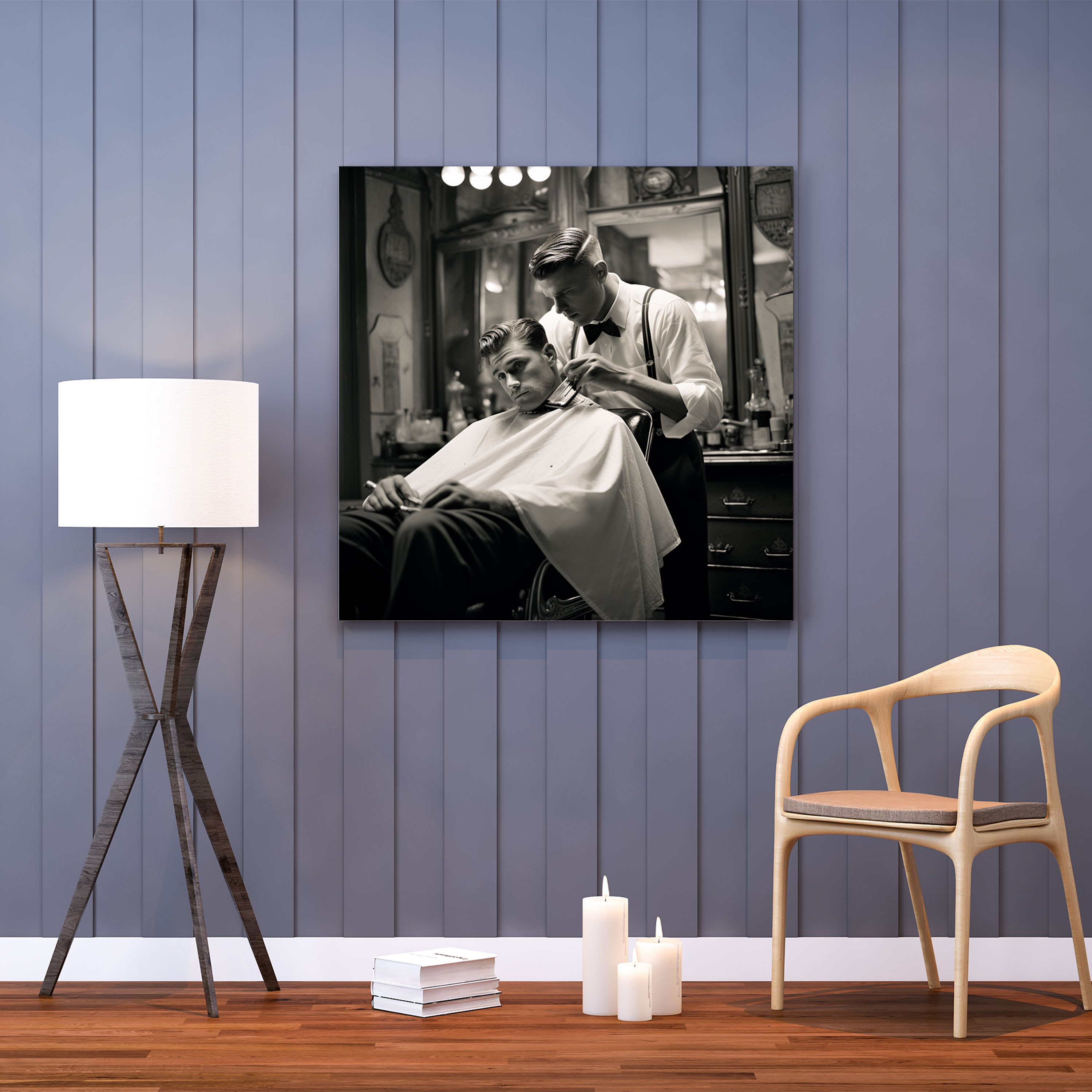 Barber Classic Black And White Canvas Print - Barber, Wall Decoration, Wall Art, Timeless Elegance