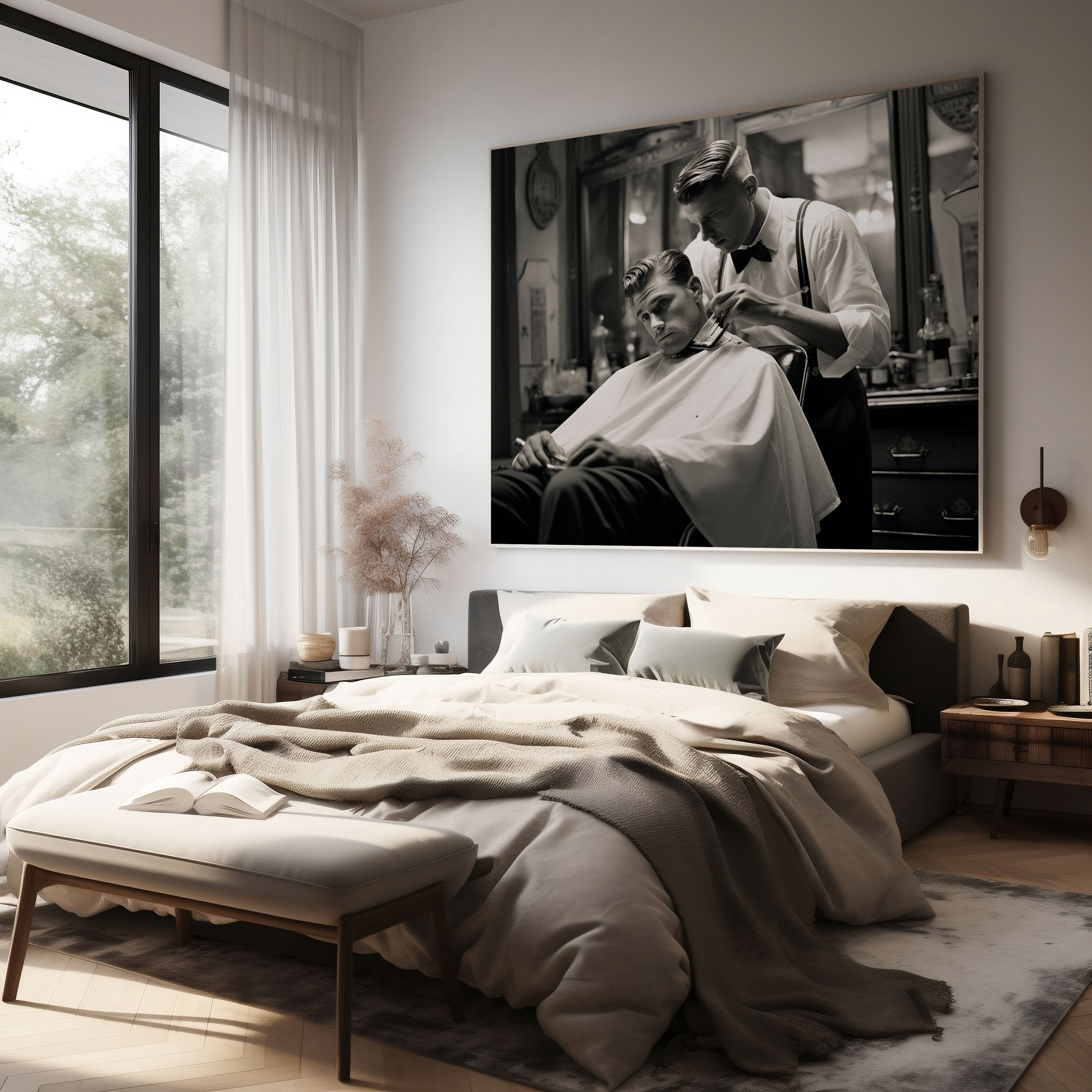 Barber Classic Black And White Canvas Print - Barber, Wall Decoration, Wall Art, Timeless Elegance