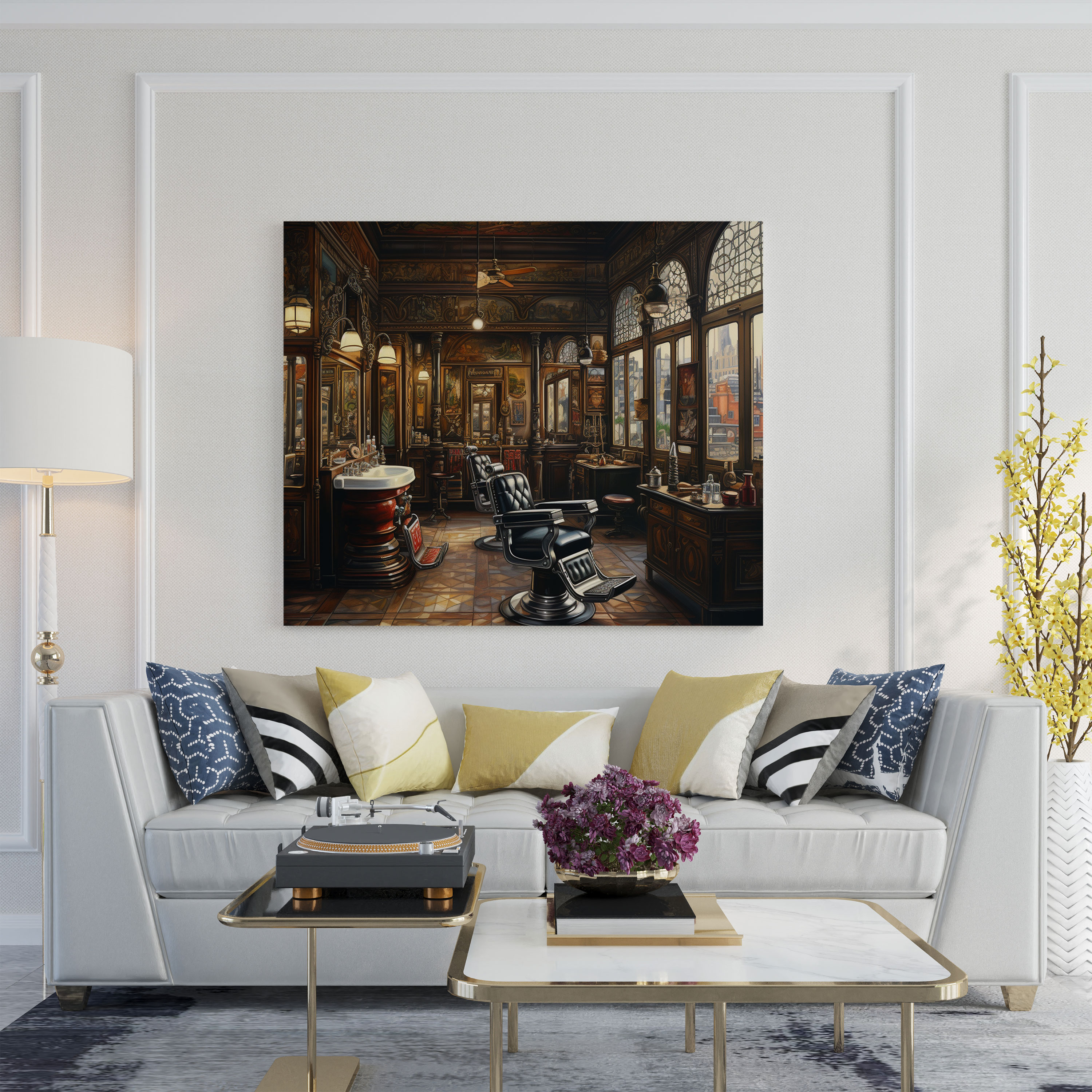 Barbershop Interior Oil Painting Canvas Print - Barber, Canvas Print, Home Decoration, Canvas Wall Art