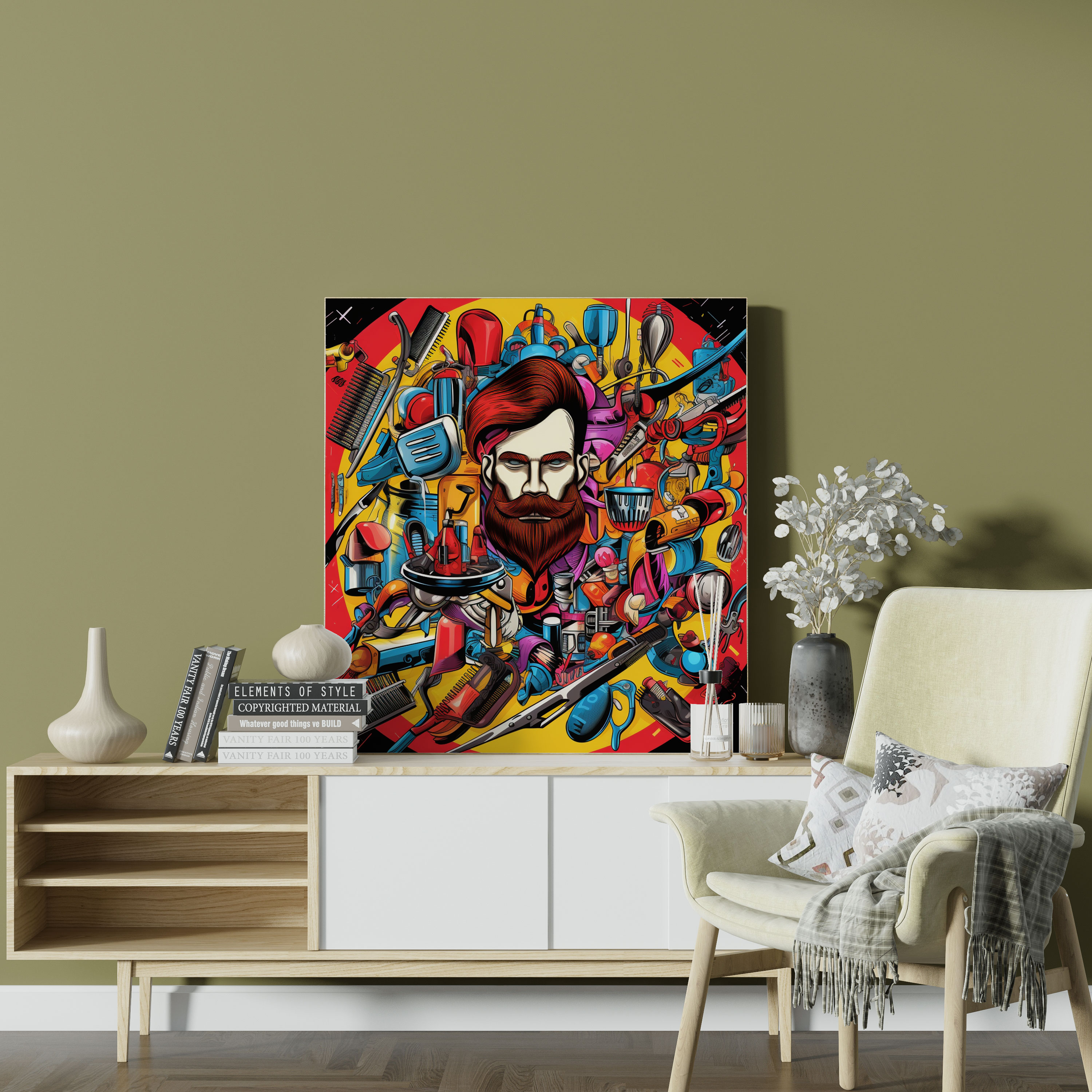 Pop Art Barber Canvas Print - Barber, Canvas Wall Art, Elements, Home Decoration