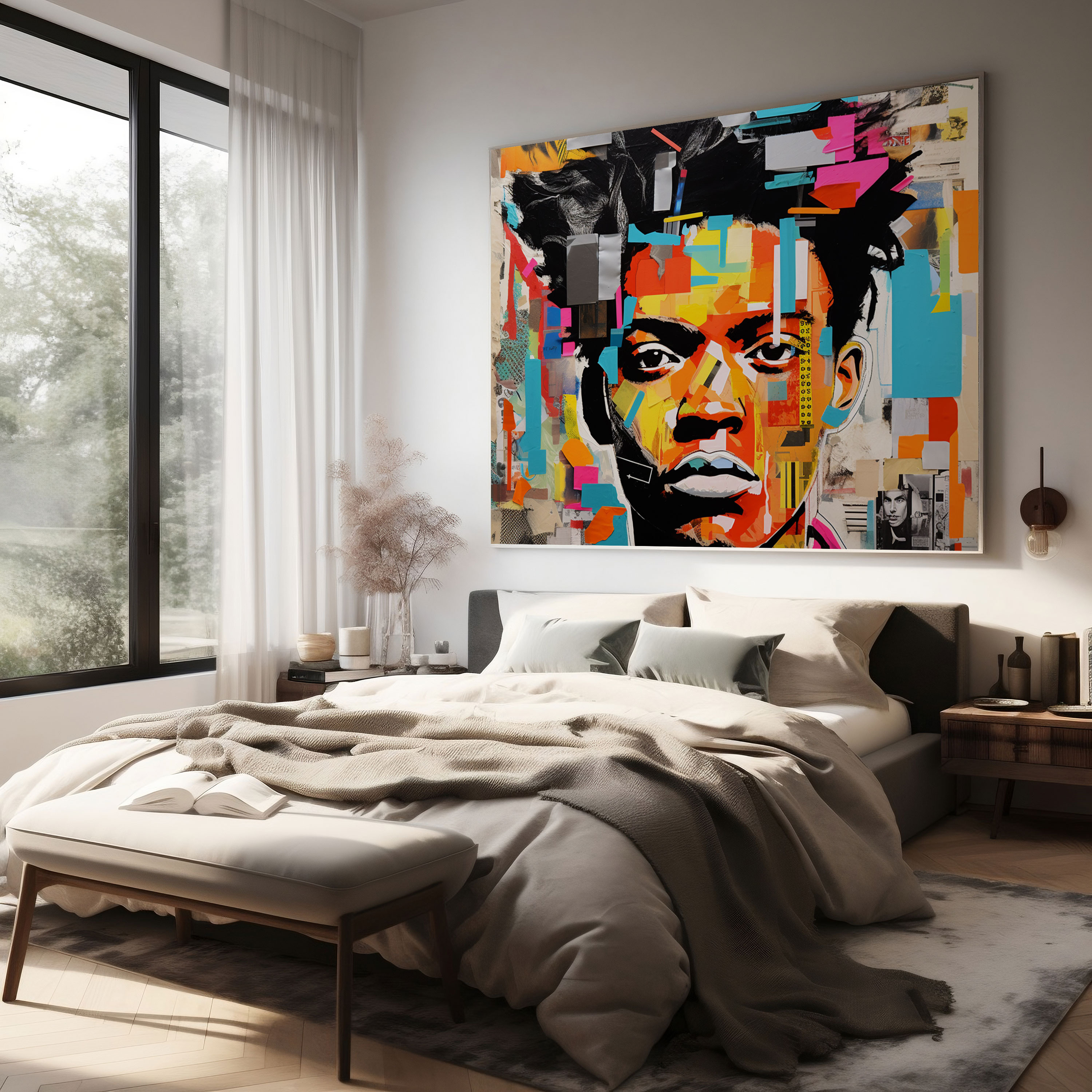 Basquiat Canvas Print - Pop Art Collage - Basquiat, Unique, Wall Decoration, Bold Colors