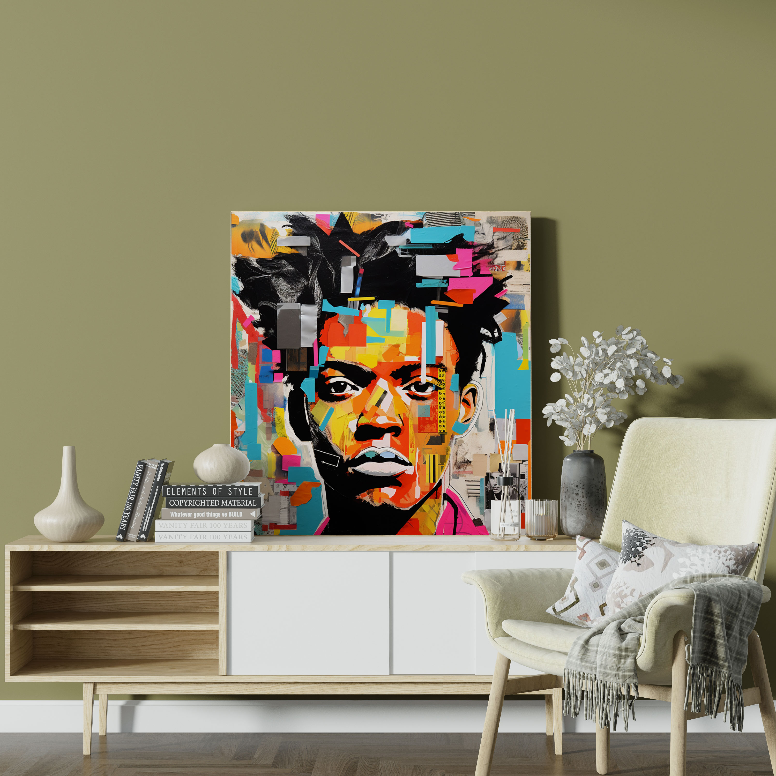 Basquiat Canvas Print - Pop Art Collage - Basquiat, Unique, Wall Decoration, Bold Colors
