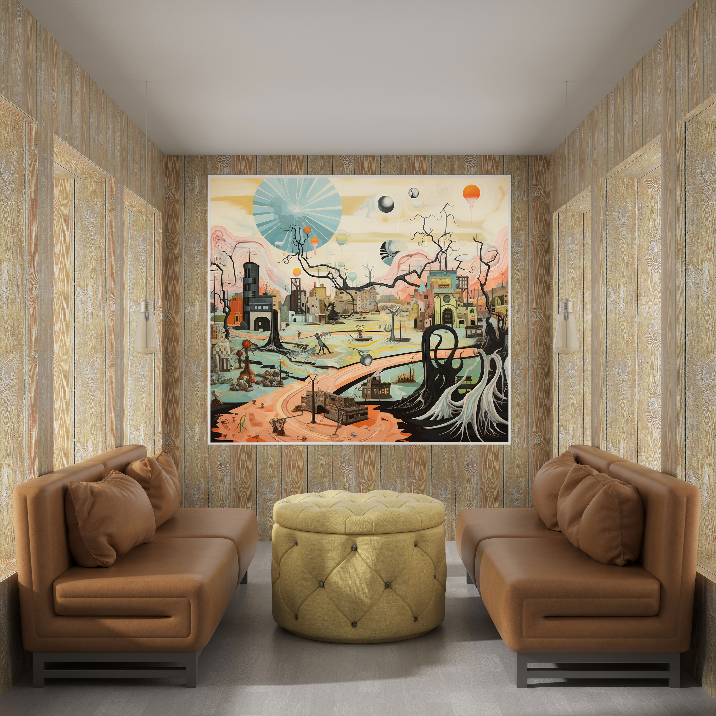 Basquiat Canvas Print - Surreal Landscape - Basquiat, Iconic Symbols, Unusual Creatures, Dreamlike