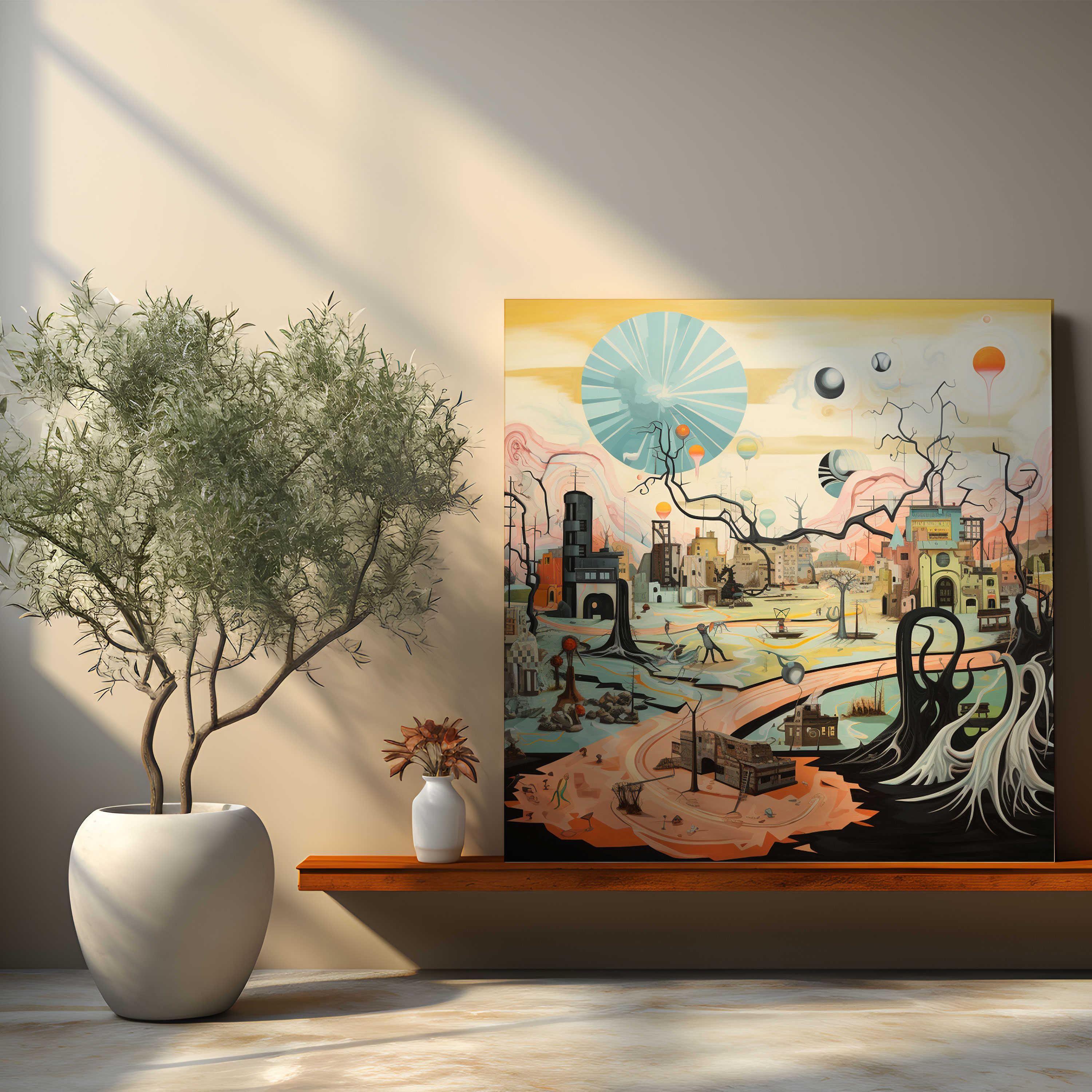 Basquiat Canvas Print - Surreal Landscape - Basquiat, Iconic Symbols, Unusual Creatures, Dreamlike