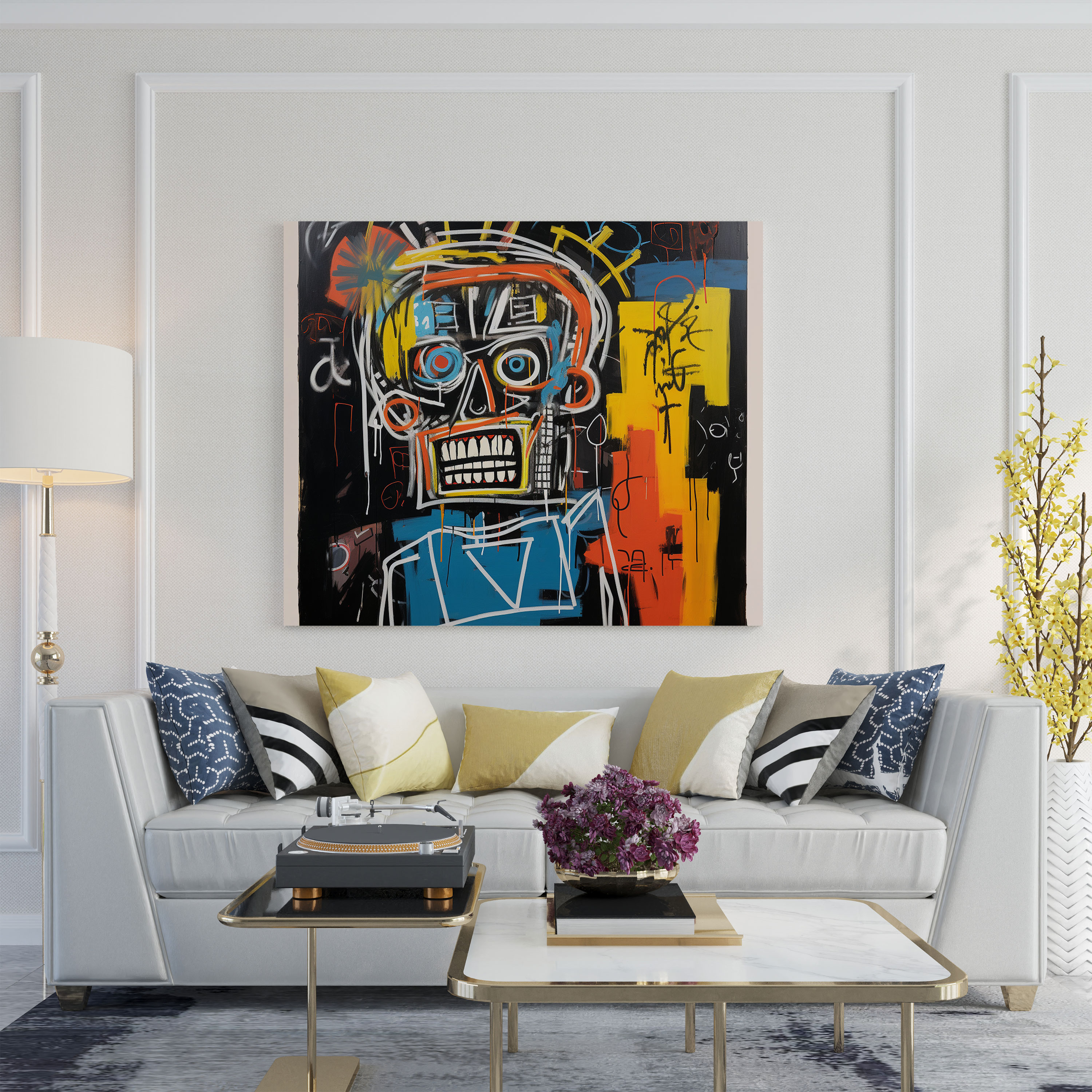 Basquiat-Inspired Canvas Wall Decoration - Basquiat, Passion, Raw Style, Intense Colors