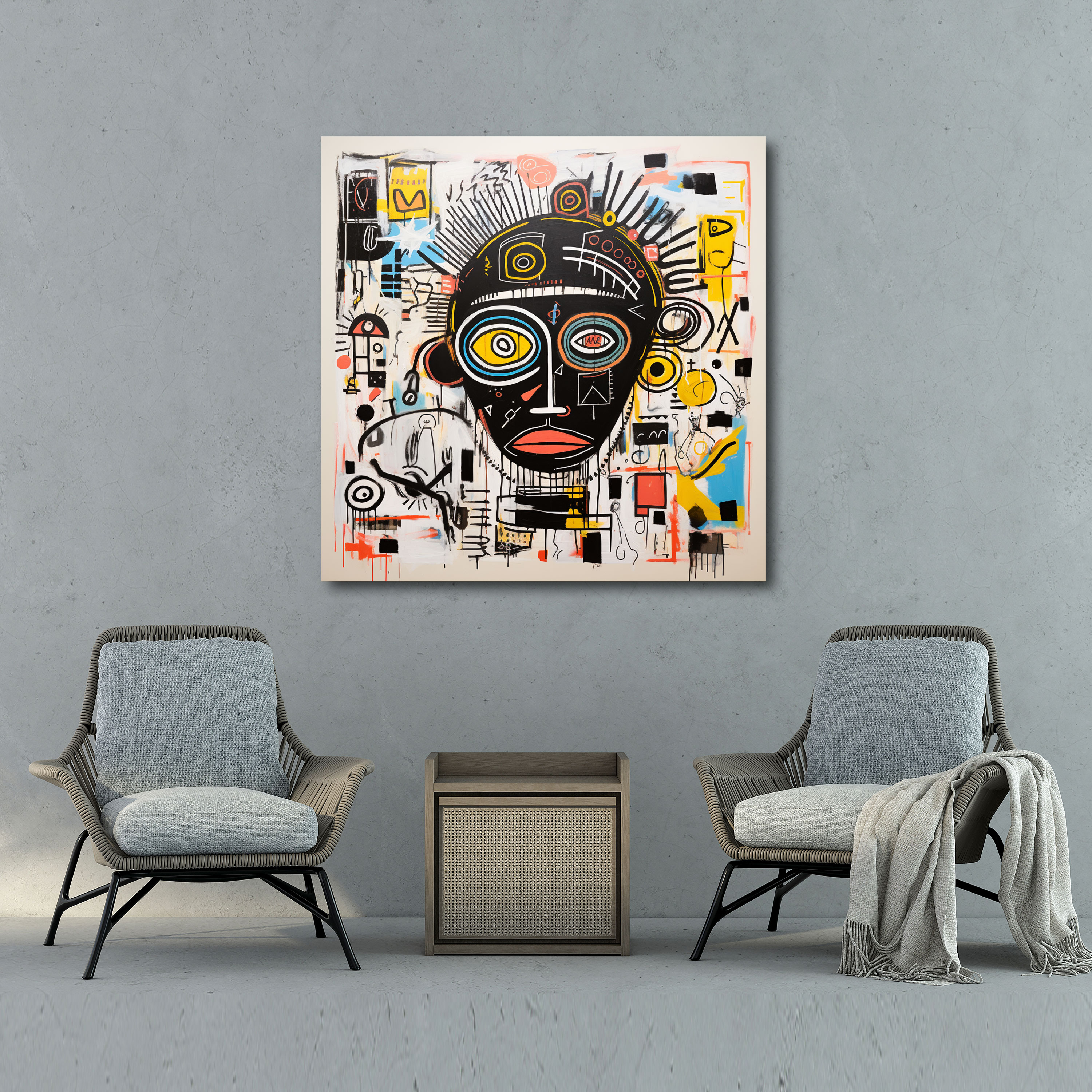 Basquiat Esintili Kanvas Tablo Sanatı - Çeşitlilik Başyapıt Duvar Sanatı