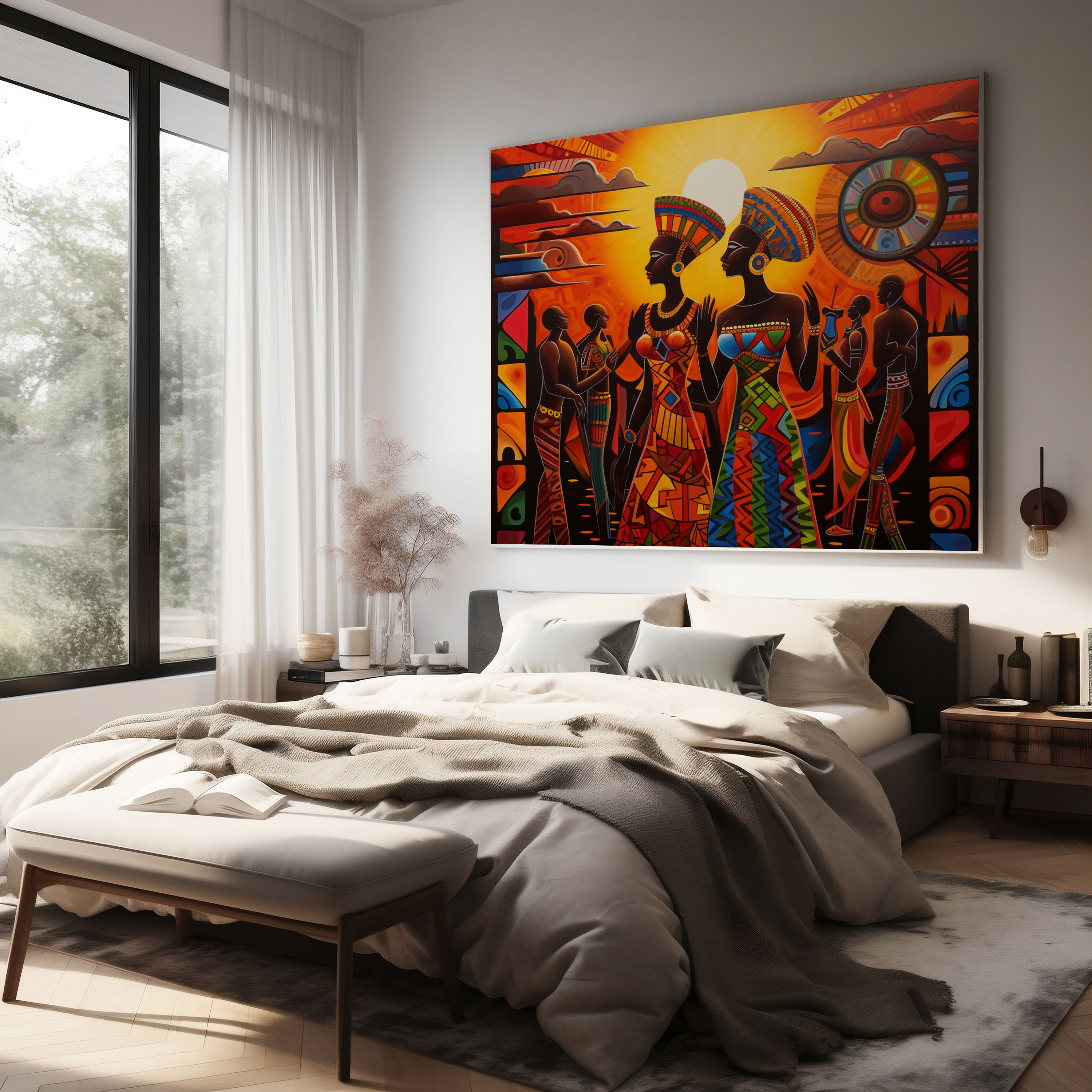 Basquiat Canvas Print - African Art Wall Decoration - Basquiat, Canvas, Rhythmic Patterns, Wall Art