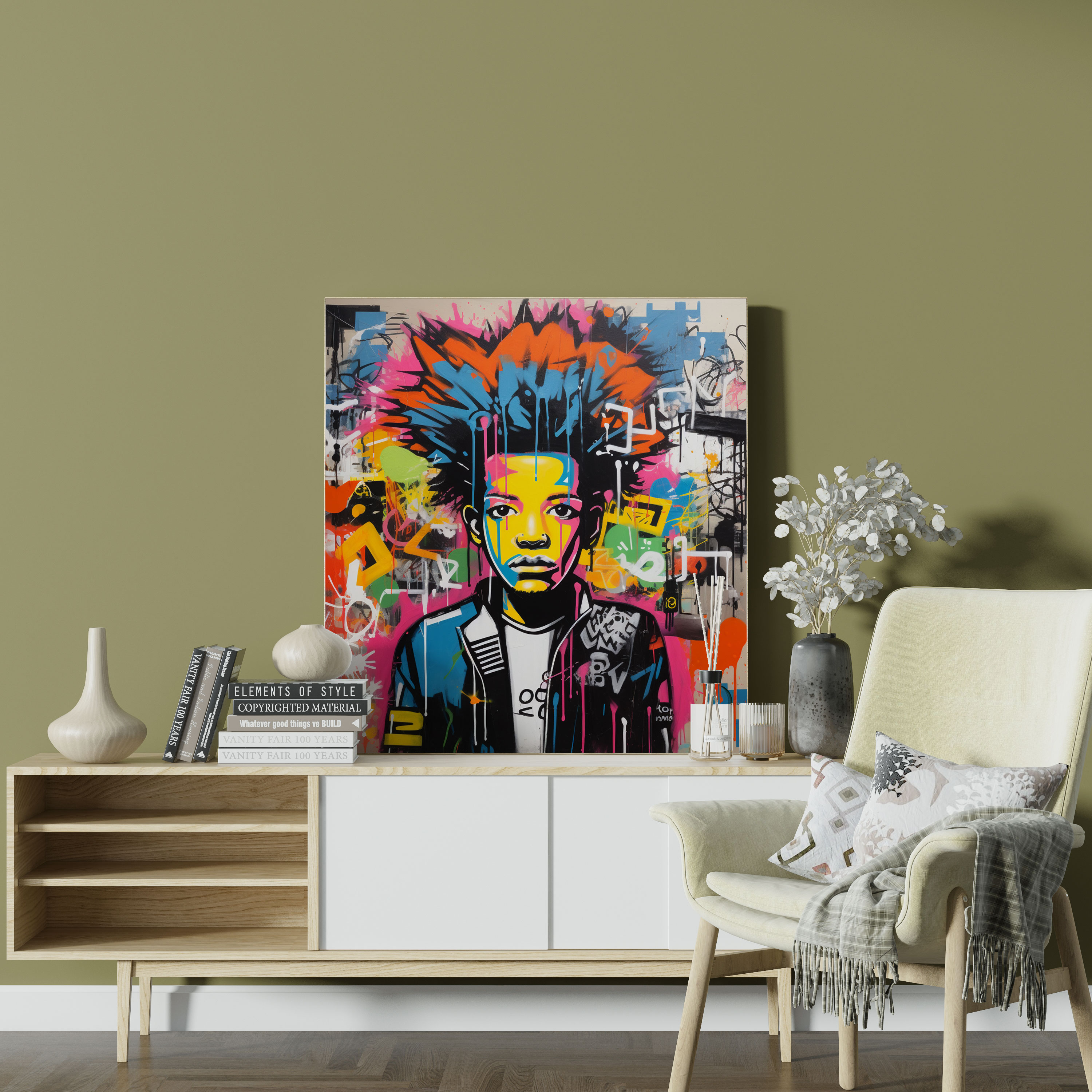Basquiat Duvar Dekorasyonu - Şehir Graffiti - Kanvas Tablo