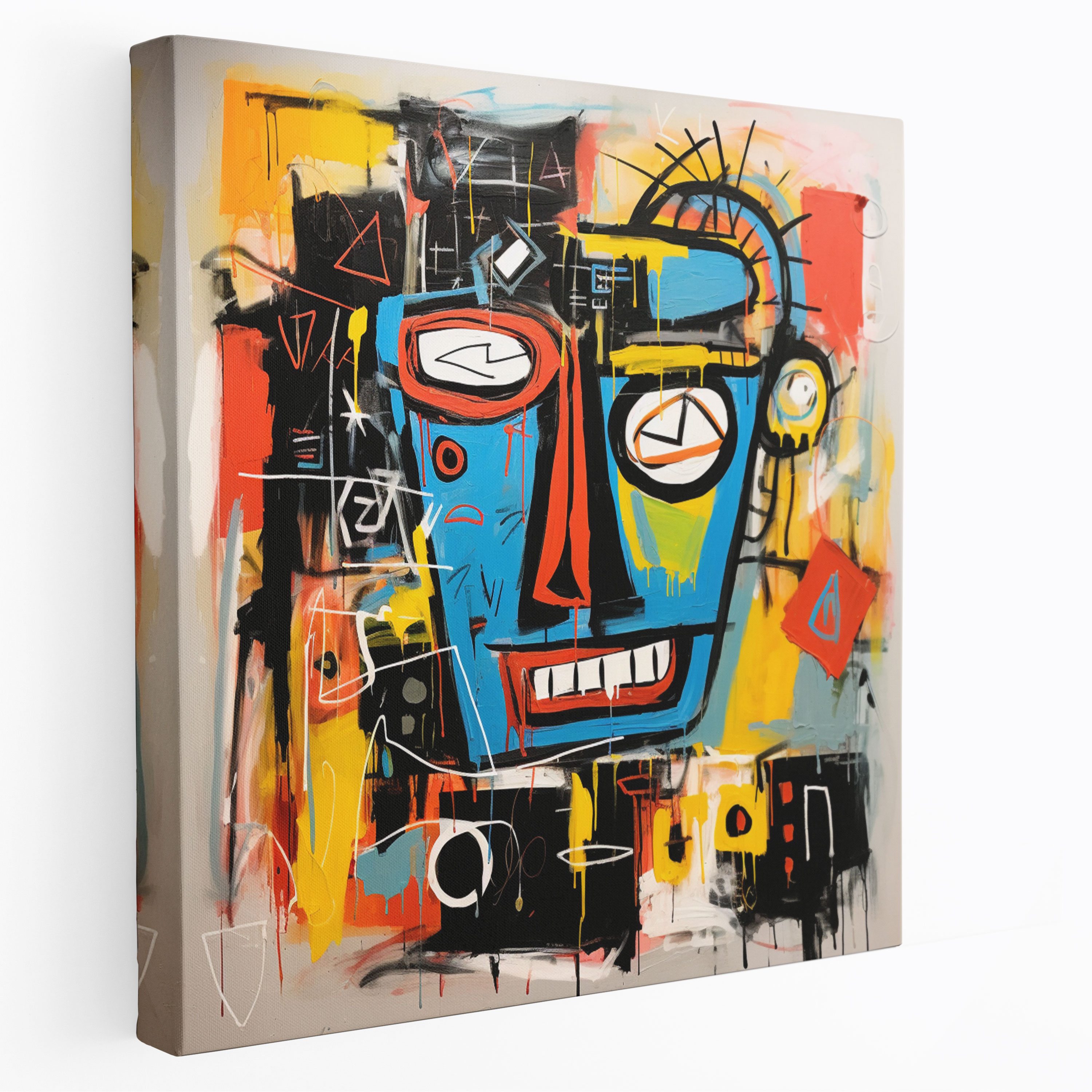 Basquiat Wall Art - Harmonious Abstraction - Basquiat, Geometric Shapes, Home Decoration, Canvas Print