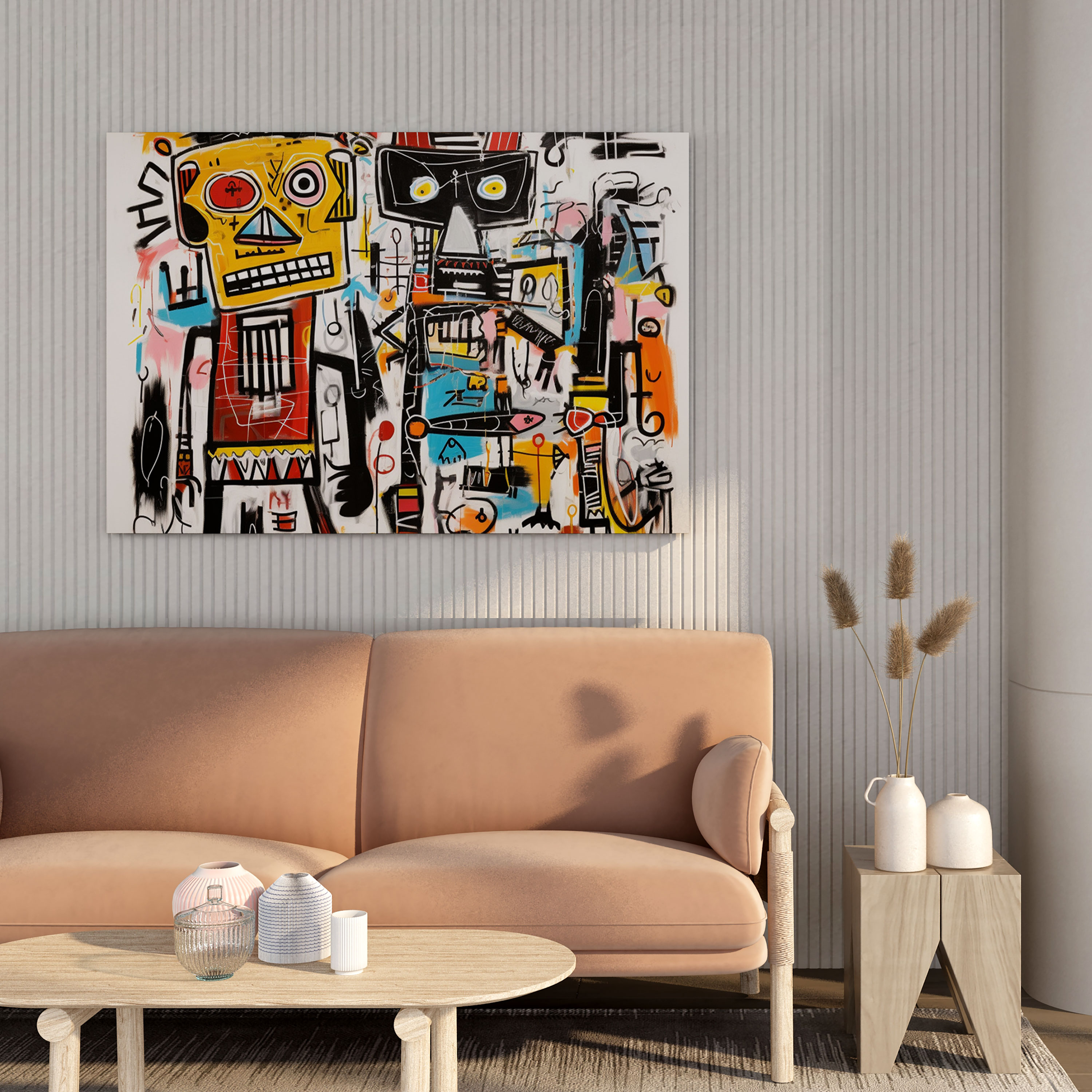 Basquiat Duvar Dekorasyonu - Oyunbaz Çizimler - Basquiat Ev Dekorasyonu Eğlenceli İllüstrasyonlar Çizim Sanatı