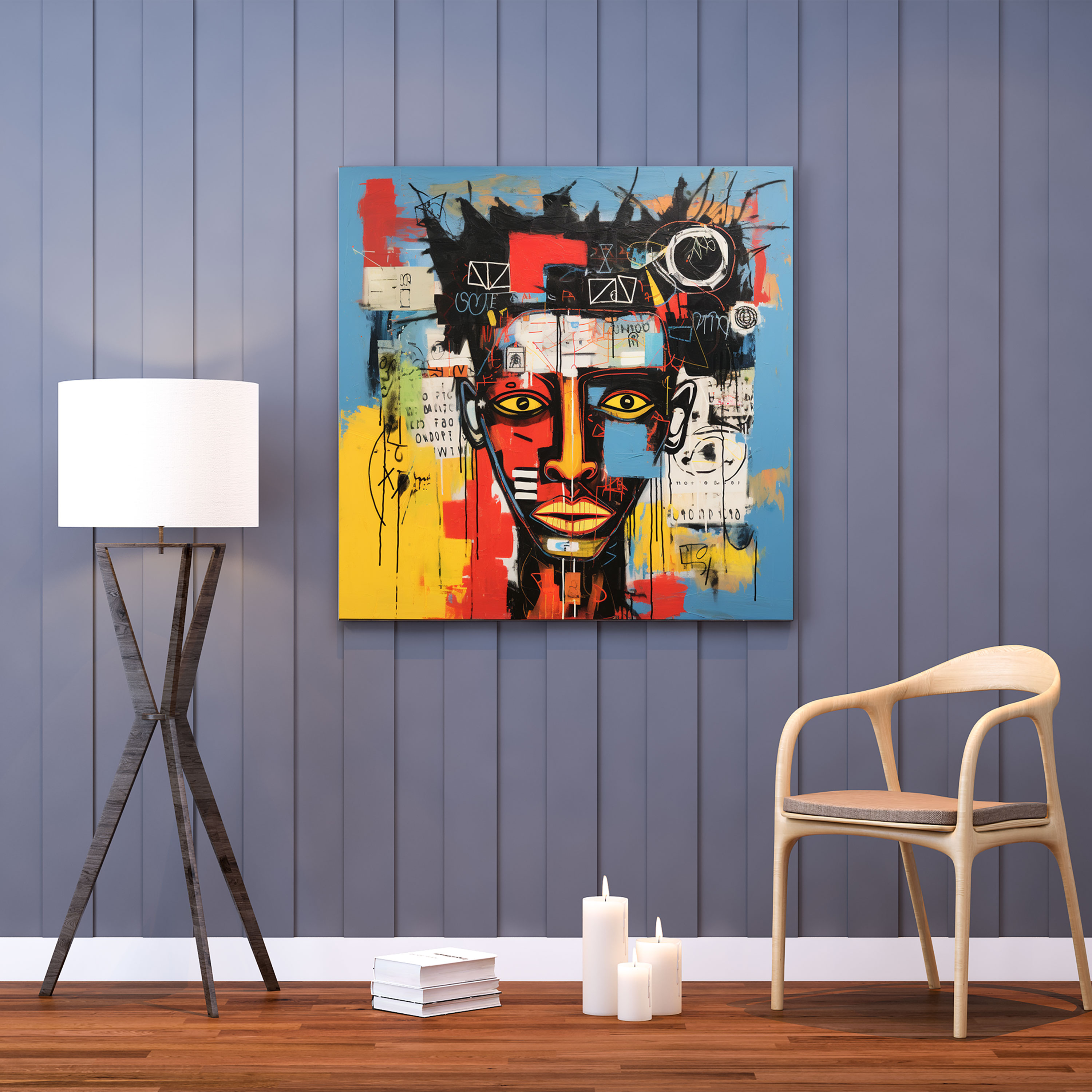 Basquiat Kanvas Tablo - Çok Boyutlu Karışım - Basquiat Karma Medya Kanvas Tablo Kanvas Duvar Sanatı