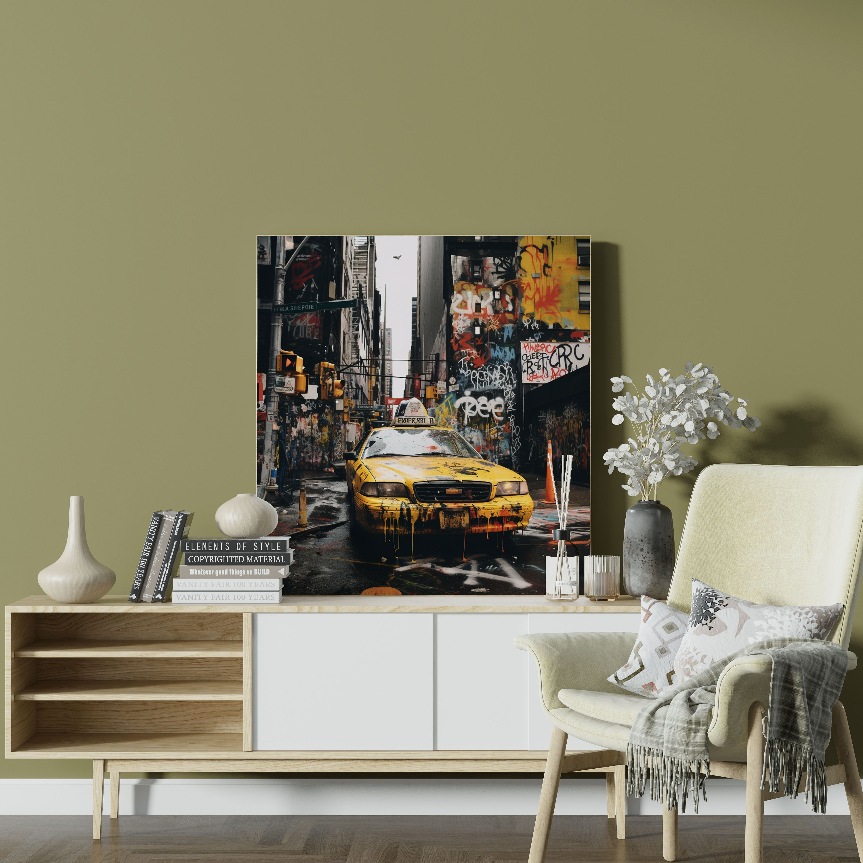 Basquiat Wall Art - Raw Cityscape - Basquiat, Wall Decoration, Home Decoration, Canvas